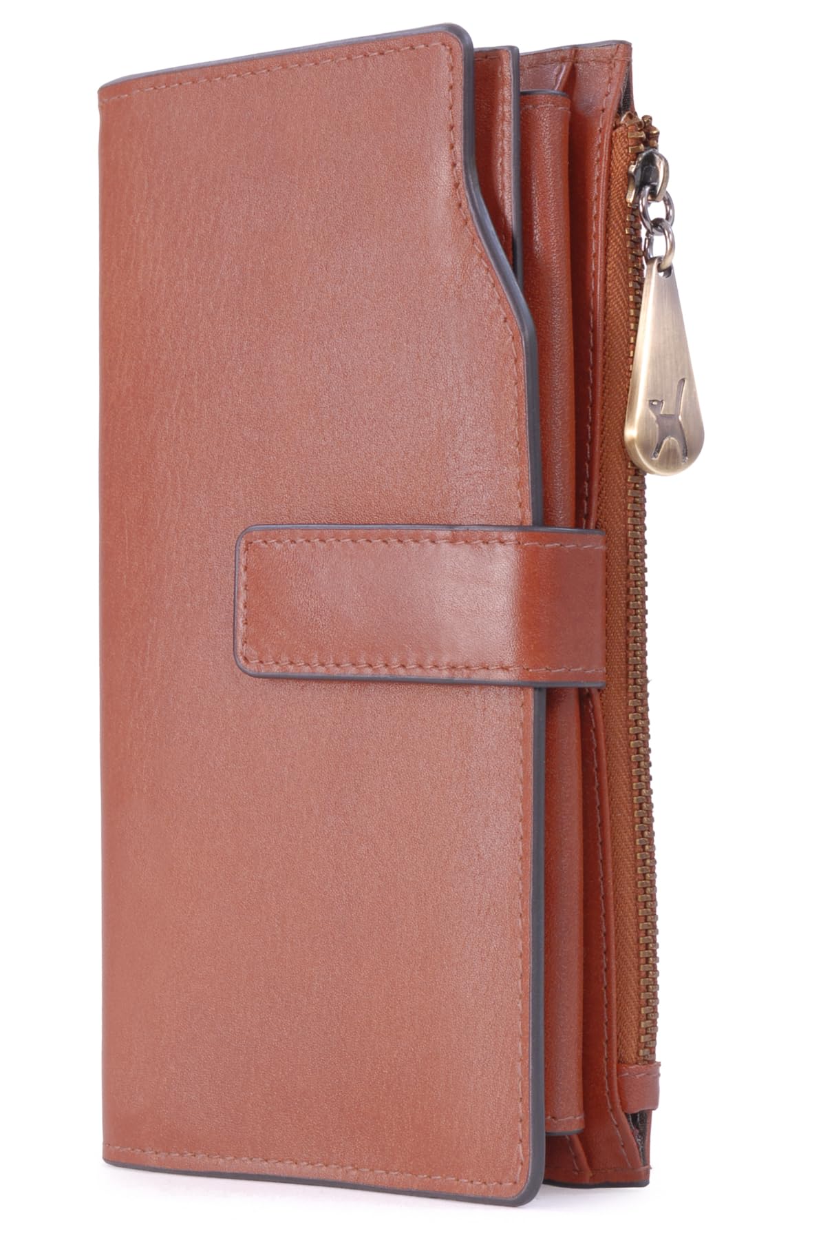 Catwalk Collection Handbags - Damen Leder Geldbörse Groß - Portemonnaie mit Handyfach - 21 Kreditkarte - RFID Schutz - Geschenkbox - Stella Hellbraun