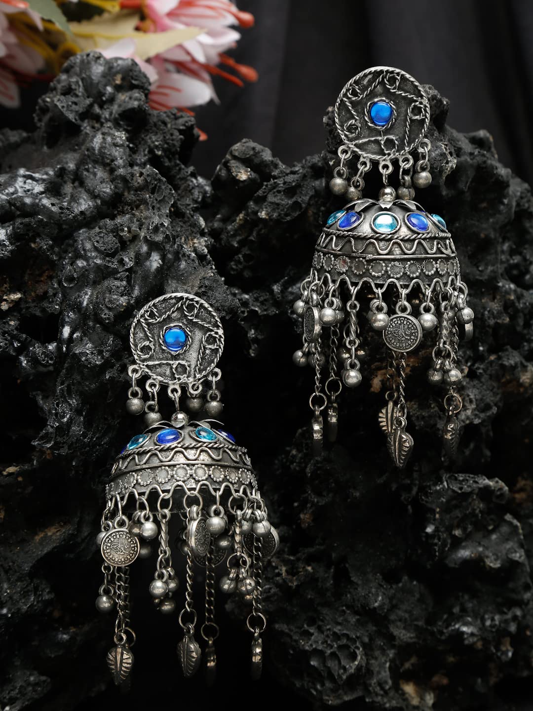 Celebrity Inspired Oxidised Silver Jhumki Earrings