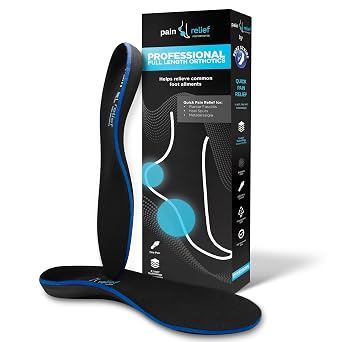 Pain Relief Orthotics by Pure Stride Full-Length Foot Support for Plantar Fasciitis, Heel & Arch Pain All-Day Comfort for Work, Walking, and Daily Wear,Mens 7-7.5 / Womens 9-9.5