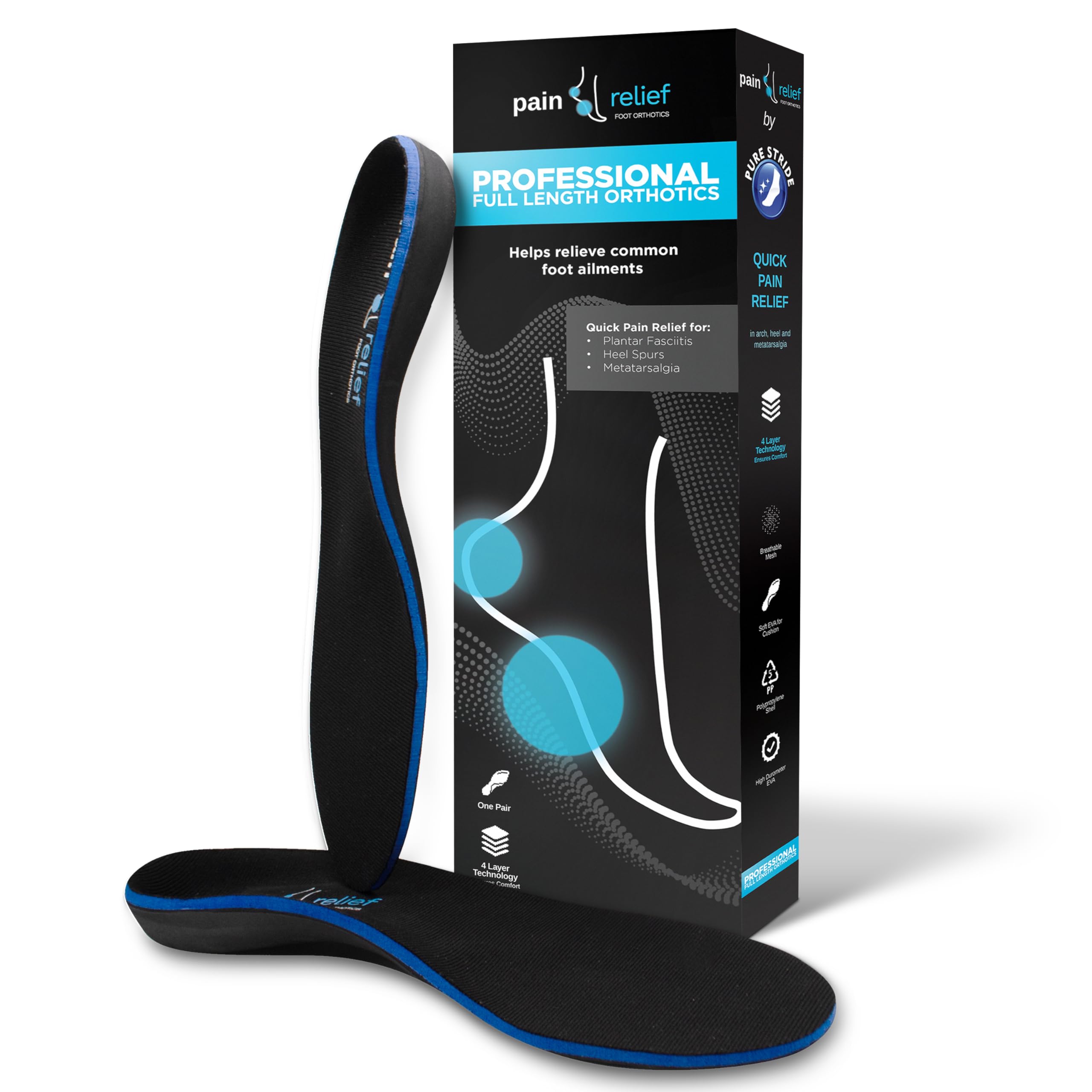 Ortesis de longitud completa para un alivio rápido, fascitis plantar, espolones de talón y metatarsalgia, hombres 11-11.5/mujeres 13-13.5