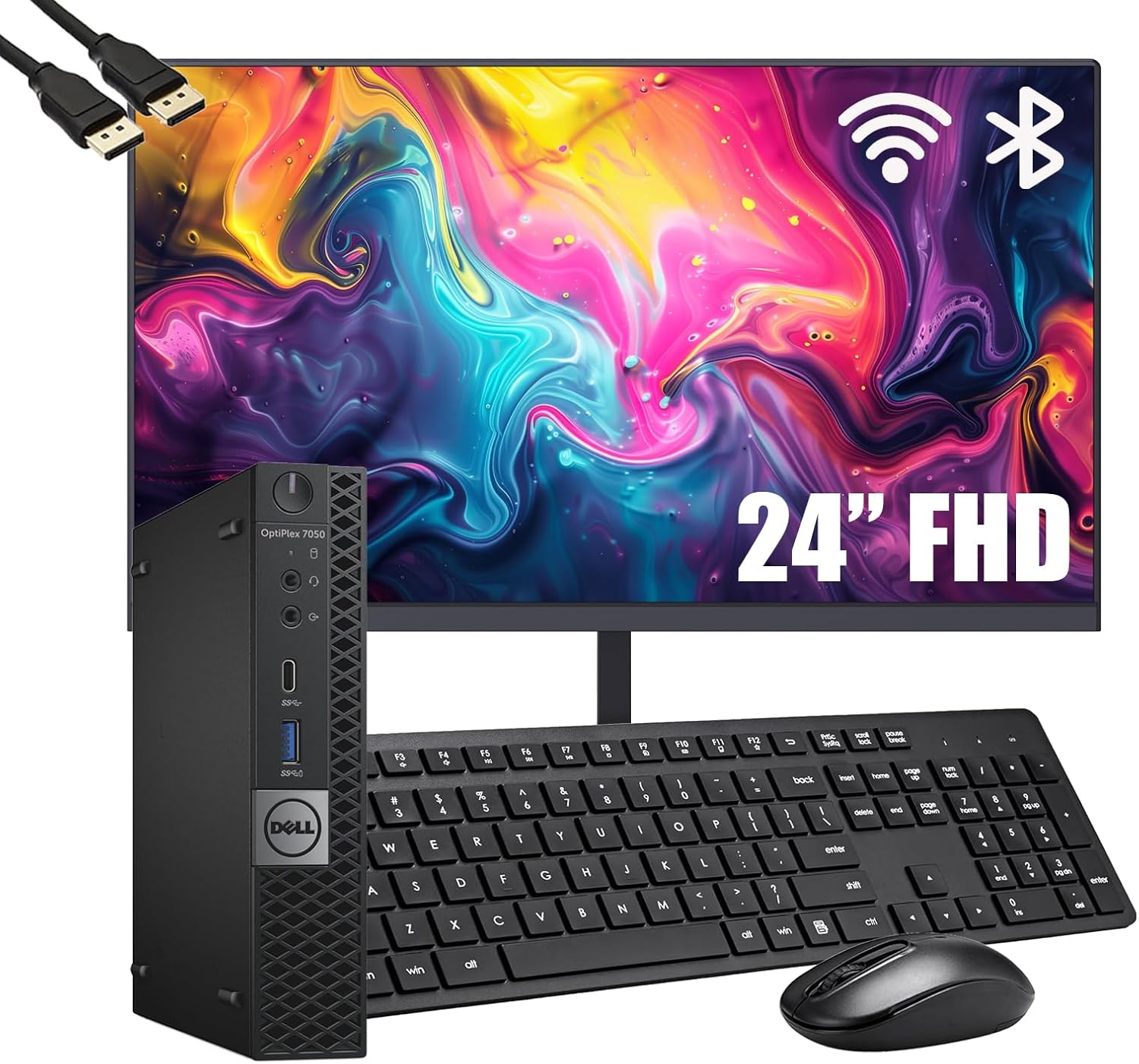 Dell OptiPlex 7050 mini Desktop Computer PC with 24" FHD Monitor, Intel Core i5-6500, 16GB RAM, 256GB SSD, Wi-Fi, Bluetooth, Keyboard & Mouse, Windows 11 Pro (Renewed) mini|i5|16GB-256GB-A24