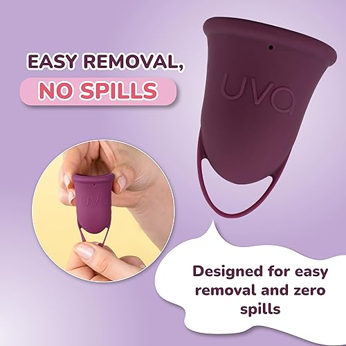 Miniatura 2 de UVA Kit de copa menstrual tamaño B  Juego de tazas de periodo reutilizable de flujo pesado  Copa de silicona suave a prueba de fugas, esterilizador