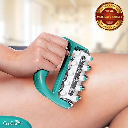 Miniatura 2 de EcoEarth Masajeador de celulitis de liberación miofascial (verde), rodillo de masaje de drenaje linfático para uso personal, herramienta de terapia