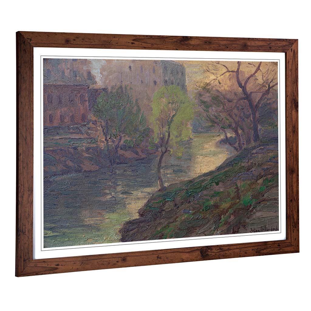Big Box Art Framed Print of Julian Onderdonk San Antonio River Design | Wall Art Picture | Home Decor for Kitchen, Living Room, Bedroom, Hallway, Walnut, A2 / 24.5x18 Inch / 62x45cm