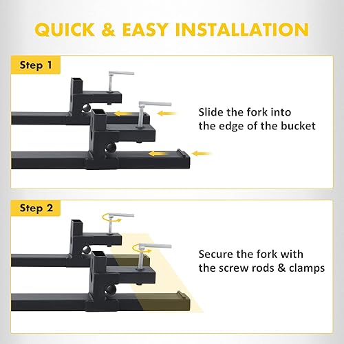 Miniatura 5 de Orion Motor Tech - Tenedores de palé con abrazadera de 60.0in para carga de cubos, tractores, etc.