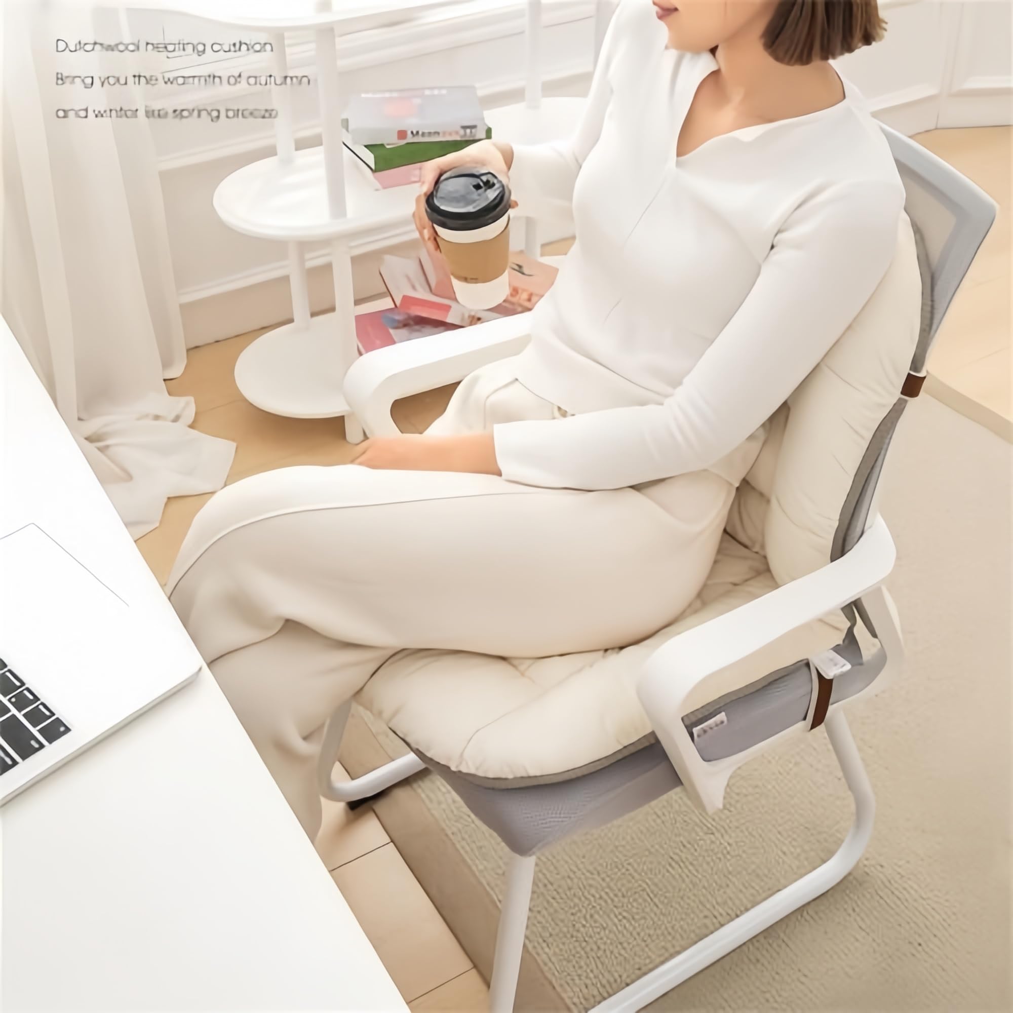 Plush Chair Cushion with Ties – Soft Seat Cushion for Dorm Desk Chairs – Copertura rimovibile confortevole Seating Wine Red Color – Ideale per studenti universitari