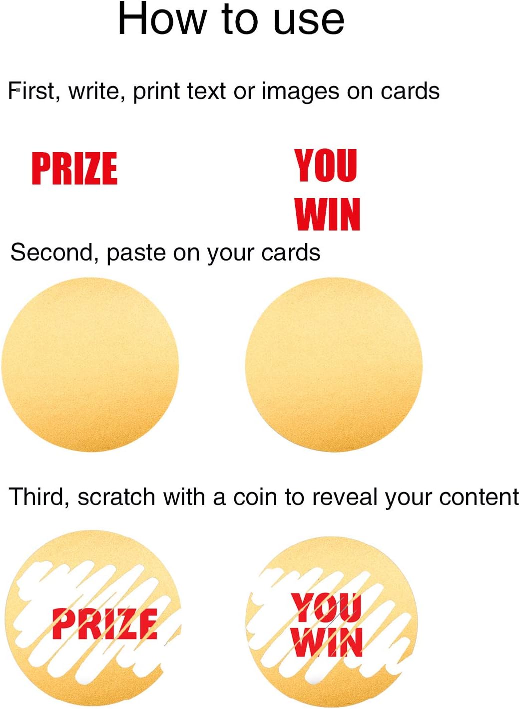 1000 Pieces Scratch Off Sticker Round Labels (Gold, 1 x 1 Inch Circle)