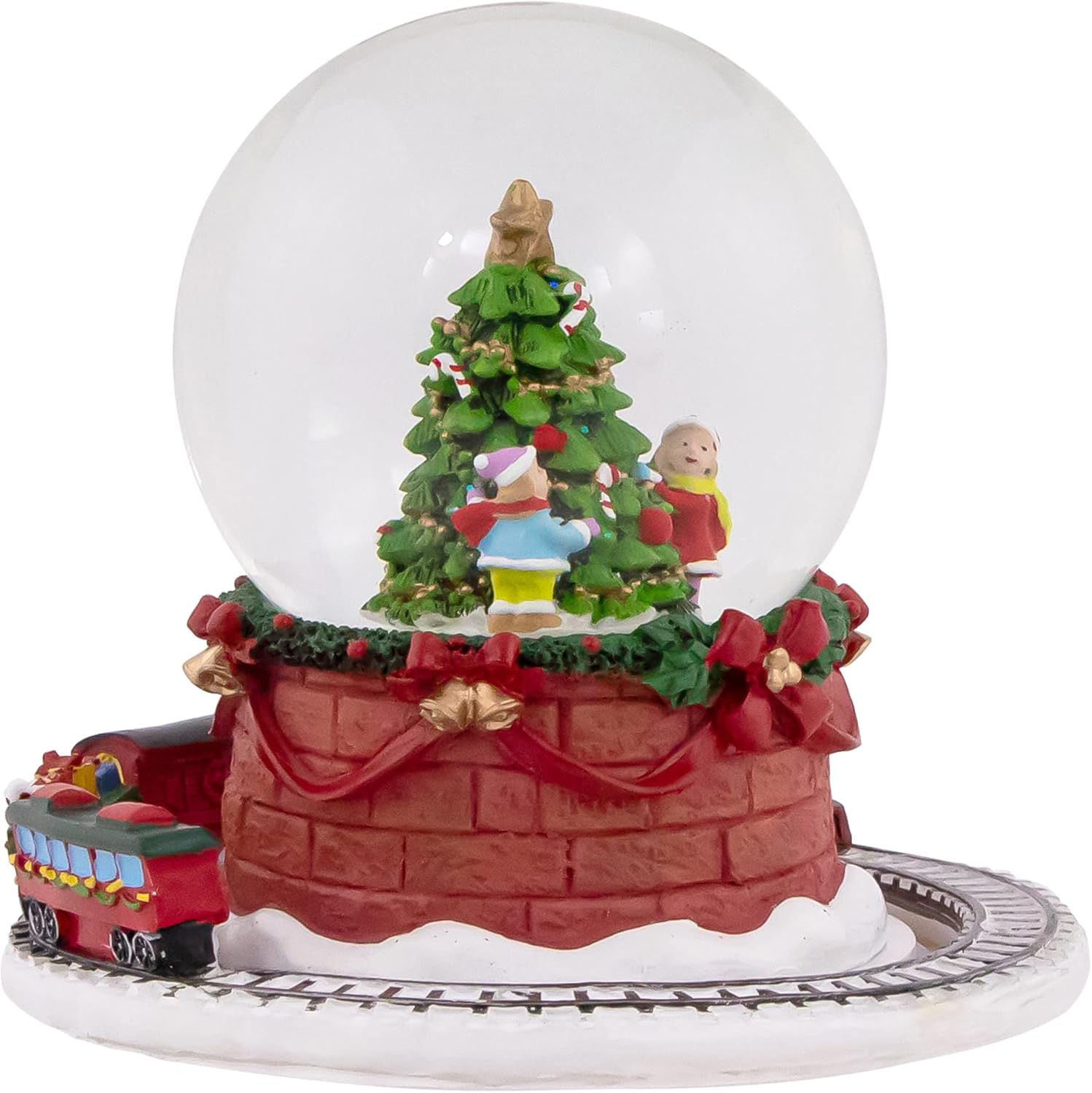 Northlight Christmas Tree with Revolving Train Musical Snow Globe, 6.5", Red