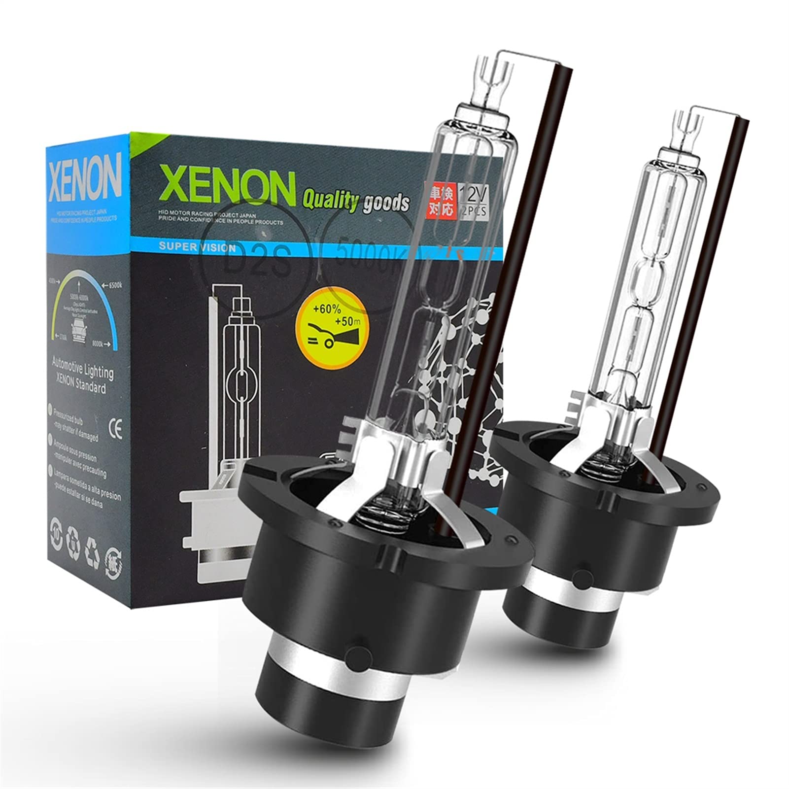 Żarówka ledowa 35W D2S Reflektor samochodowy HID Barb Xenon Wymiana żarówka żarówki Super jasna lampa 12 V do samochodu samochodu LED zewnętrzna żarówka (Color : 6000K)