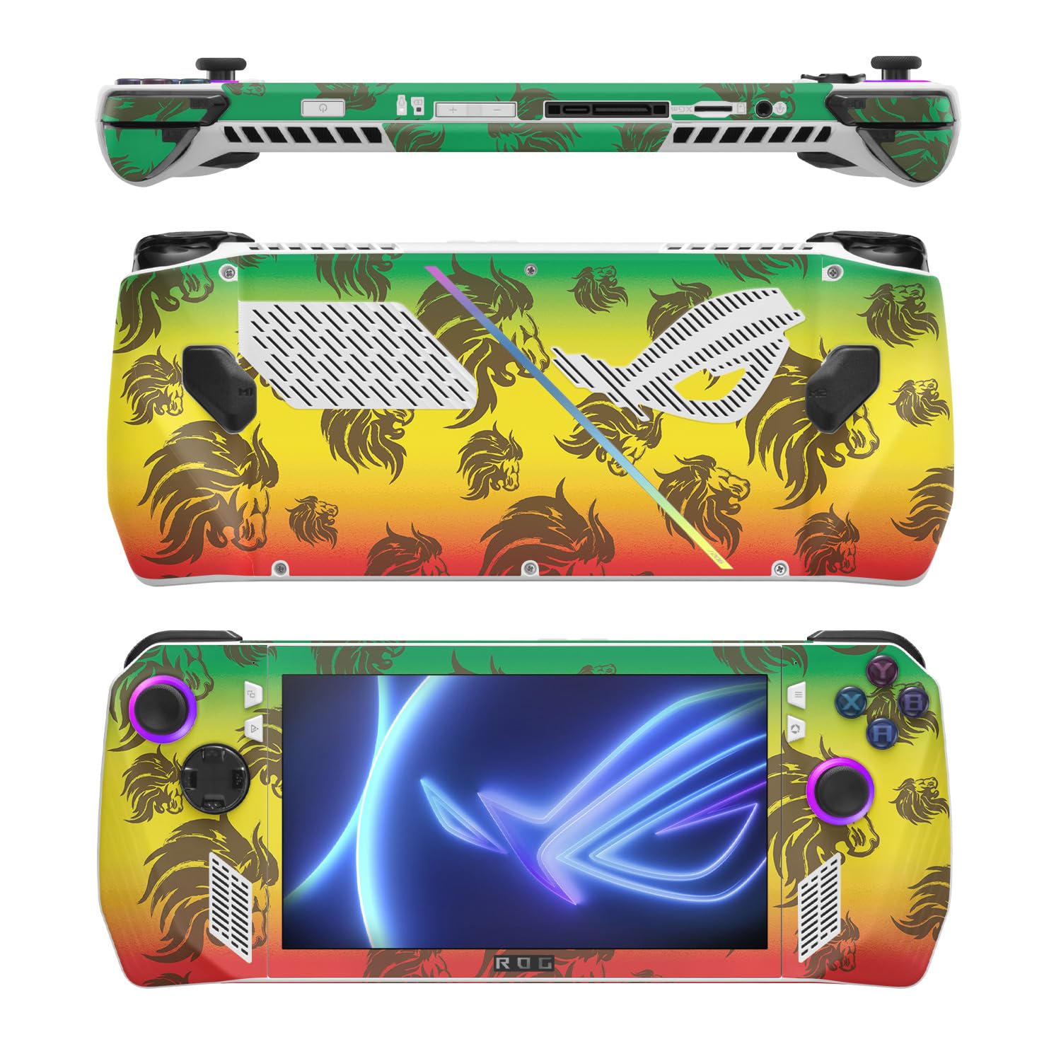MightySkins Skin Compatible with Asus ROG Ally - Rasta Lion | Protective, Durable, and Unique Vinyl Decal wrap Cover | Easy to Apply, Remove, and Change Styles