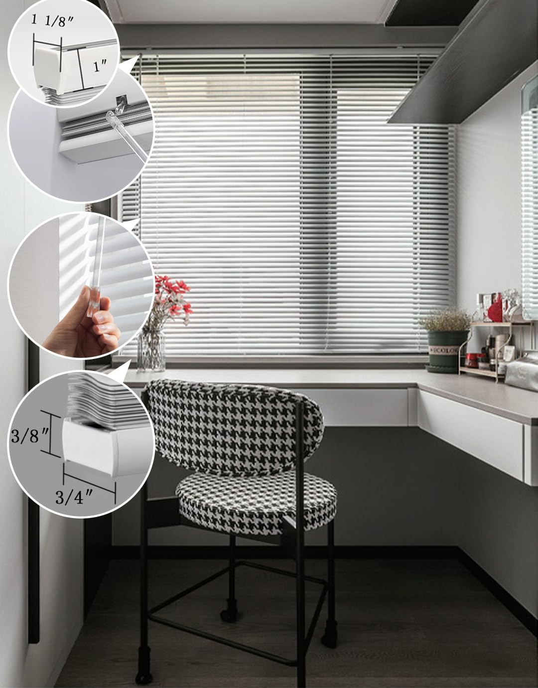 Custom 1 Inch Aluminum Blinds for Windows Cordless Sink Mini Venetian Blinds Aluminum Mini Blinds Cheap for Office Bathroom Blackout Horizontal Blinds. Grey,32