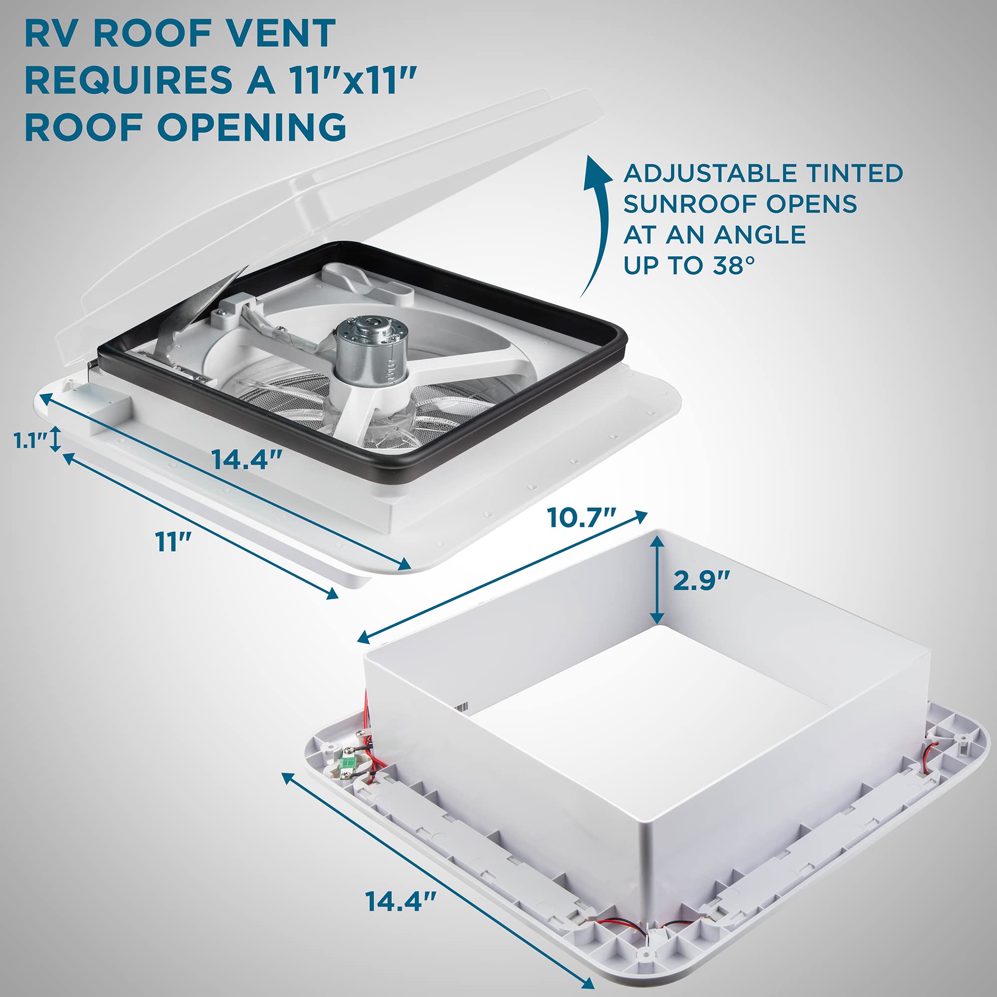 Snapklik.com : 11” RV Roof Vent Fan 12V 3-Speed Intake & Exhaust Camper ...
