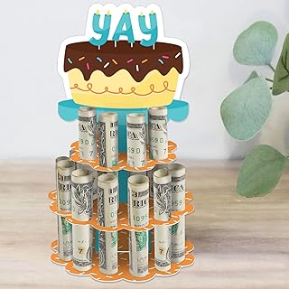 Big Dot of Happiness Colorful Happy Birthday - DIY Birthday Party Money Holder Gift - Cash Cake