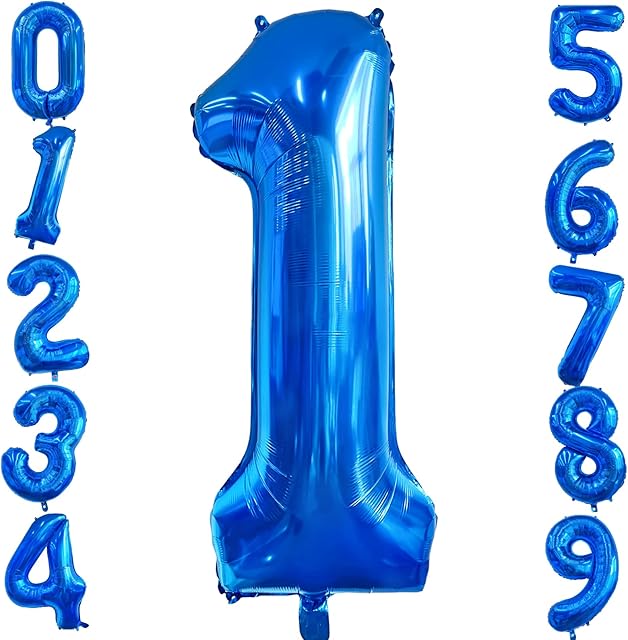 Dark Blue Number 1 Balloon, 40 Inch Large Foil Helium Number Balloons Navy Blue Birthday Age Balloons Blue Party Decorations for Birthday Anniversary Celebration Baby Shower Engagement Party Supplies