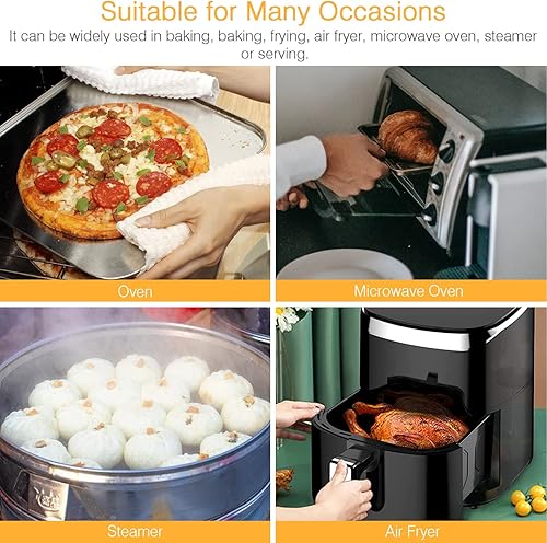 Miniatura 8 de LIFKOME 100 piezas de papel desechable para freidora de aire de 6.29 pulgadas, hojas de pergamino redondas a prueba de grasa y agua, antiadherentes,