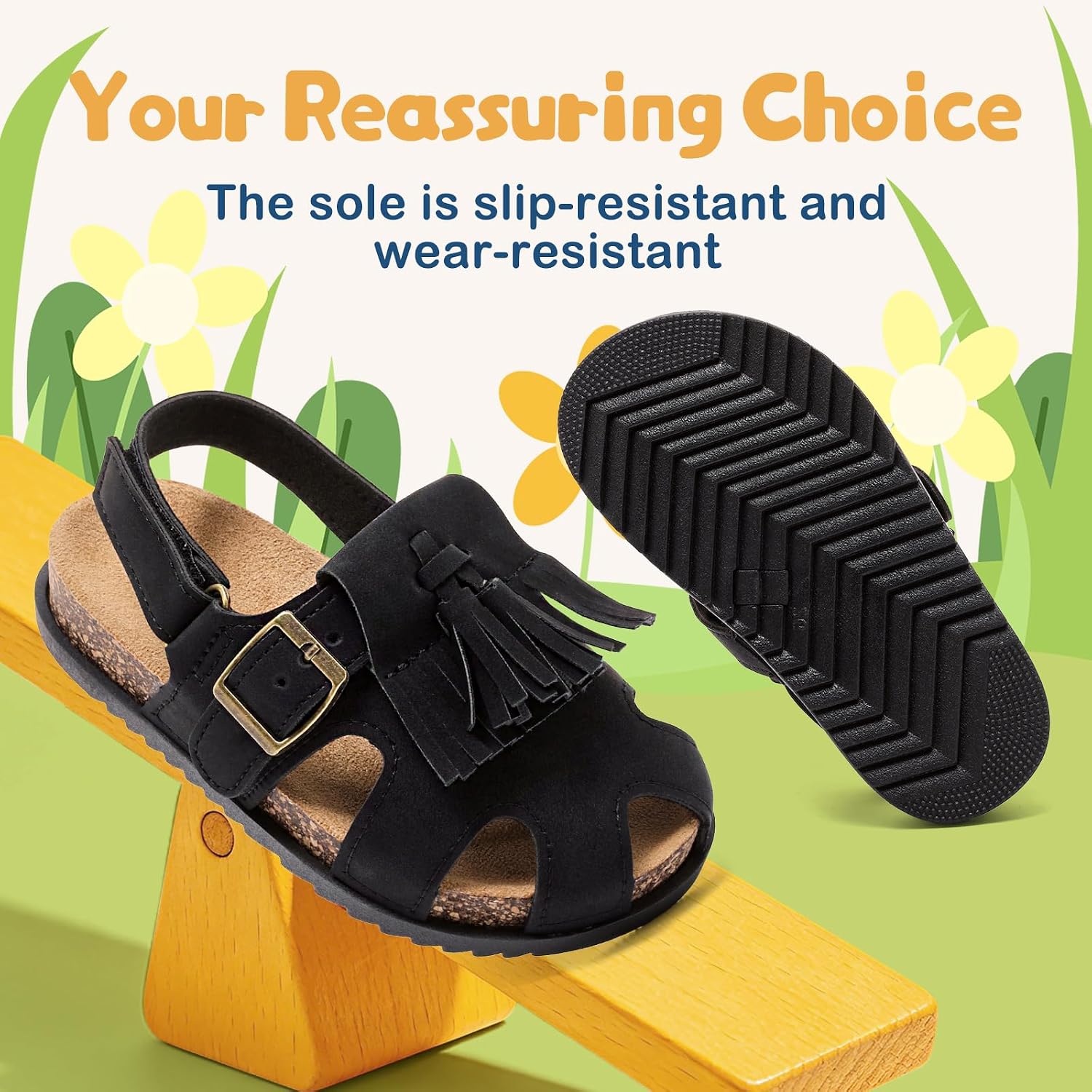 Toddler Fisherman Sandals for Girls Boys, Closed Toe Cork Footbed image 5
