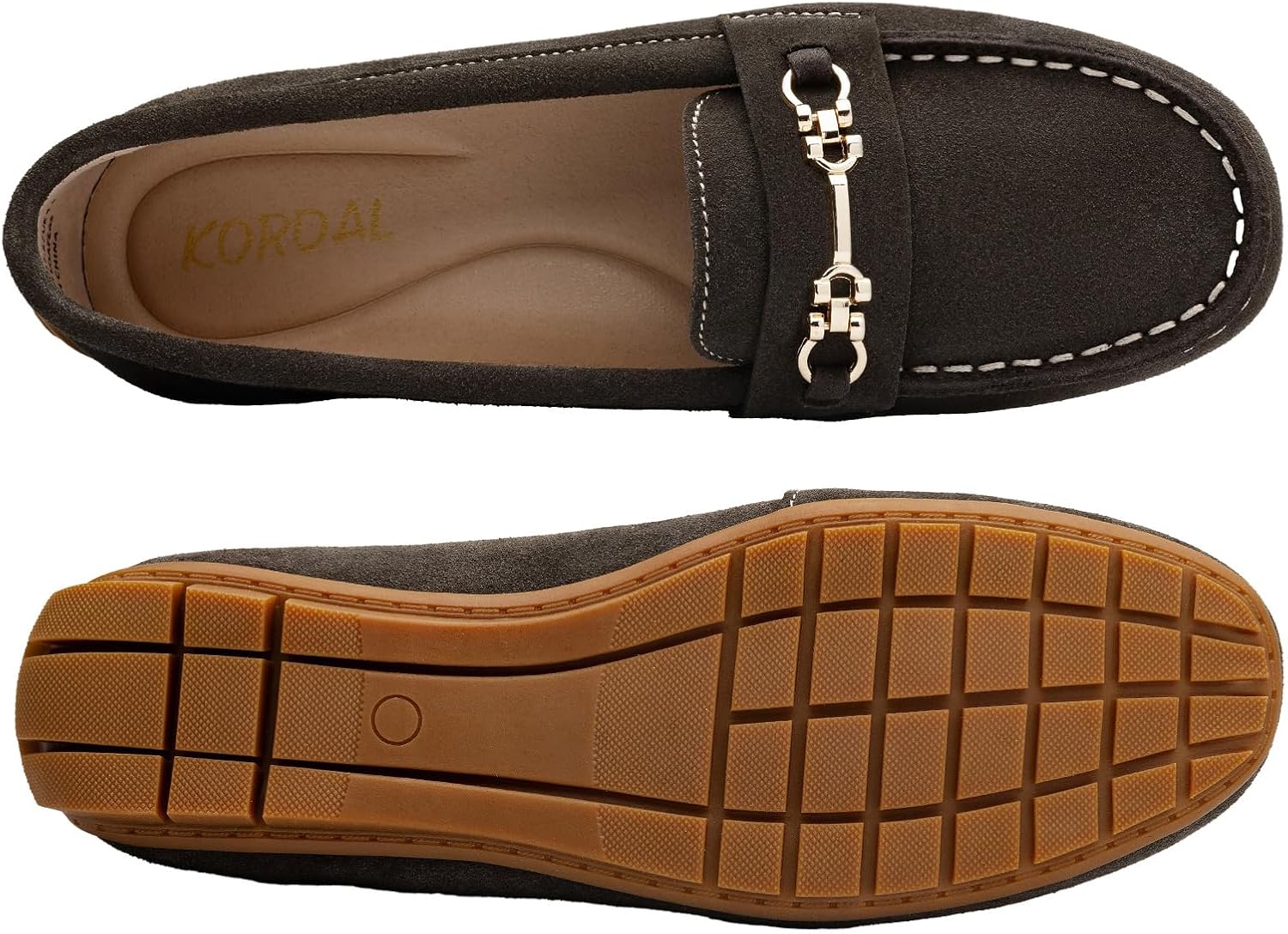 KORDAL Women's Comfortable & Lightweight Suede Leather Loafers Slip-Ons Driving Mocs Walking Shoes Cute Business Casual Dress Shoes Work Flats for Women