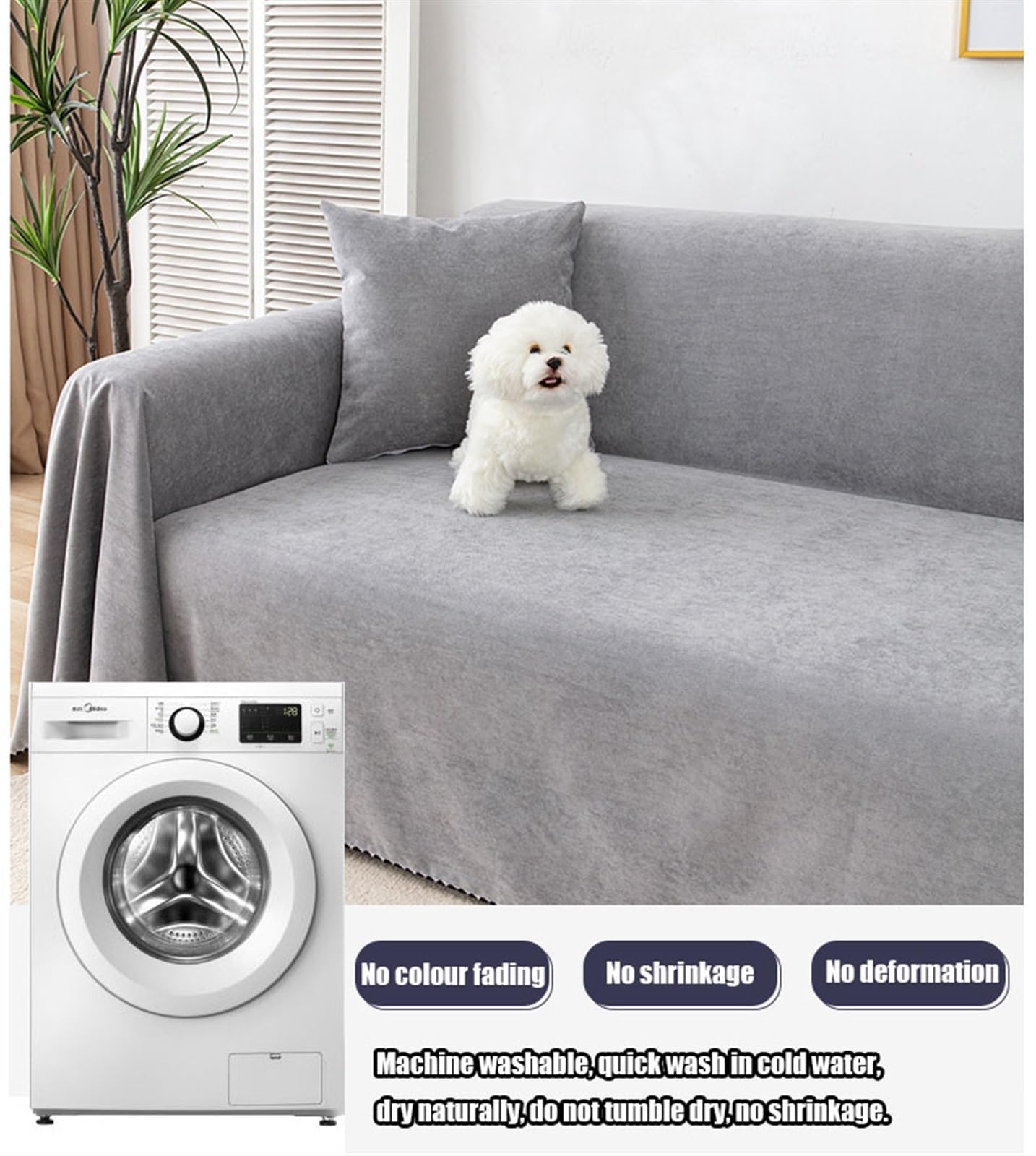 Funda de sofá reversible impermeable para mascotas, perros, gatos, funda de sofá seccional, lavable y a prueba de arañazos, protector de muebles, 70 x 59 pulgadas