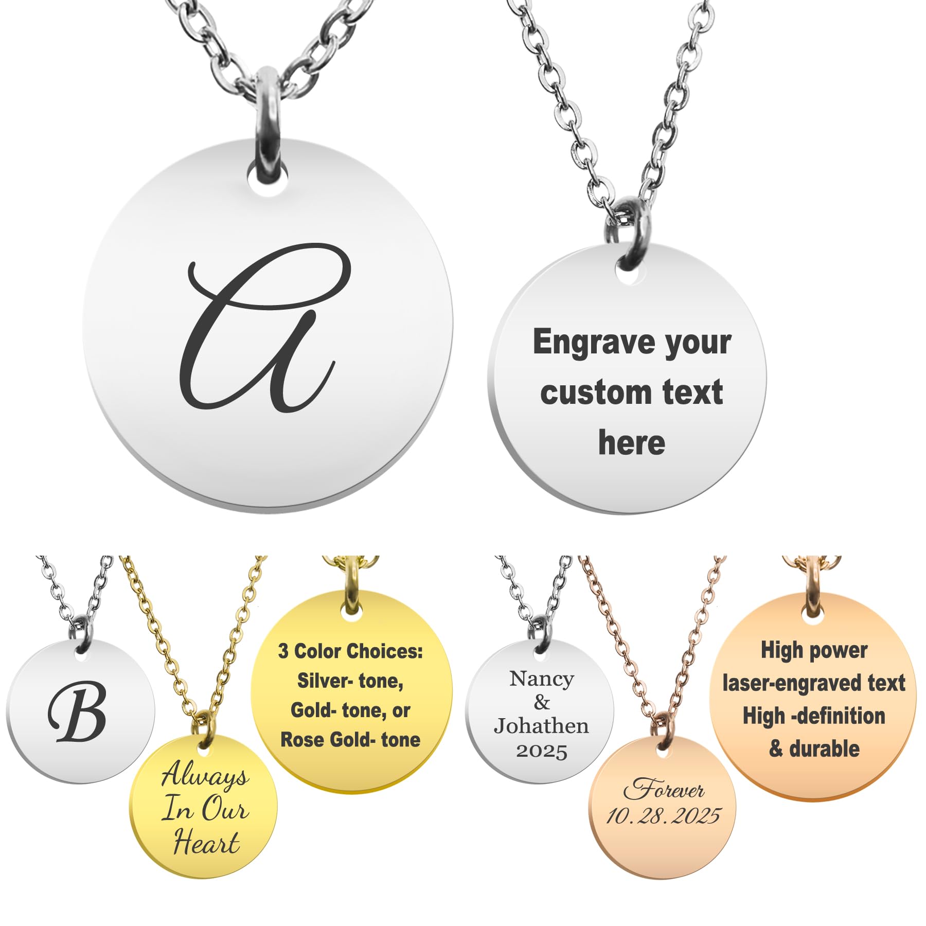 Custom Photo Locket Necklace for Women Personalized Text Picture Engraving Disc Mother's day Gift for Birthday