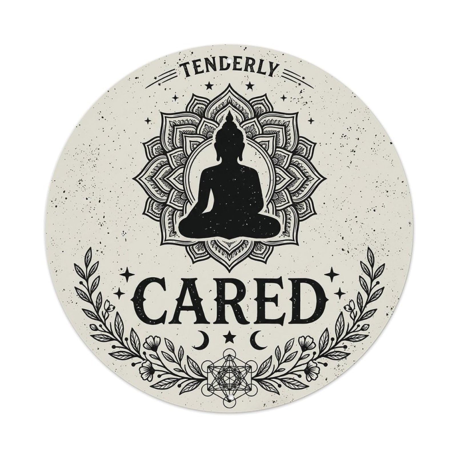 Zen Flower Meditation Den Cared Vintage Metal Tin Sign Plaque Wall Decor for Cafe, Club Bar, Office, Garden Metal Poster 8x8Inch