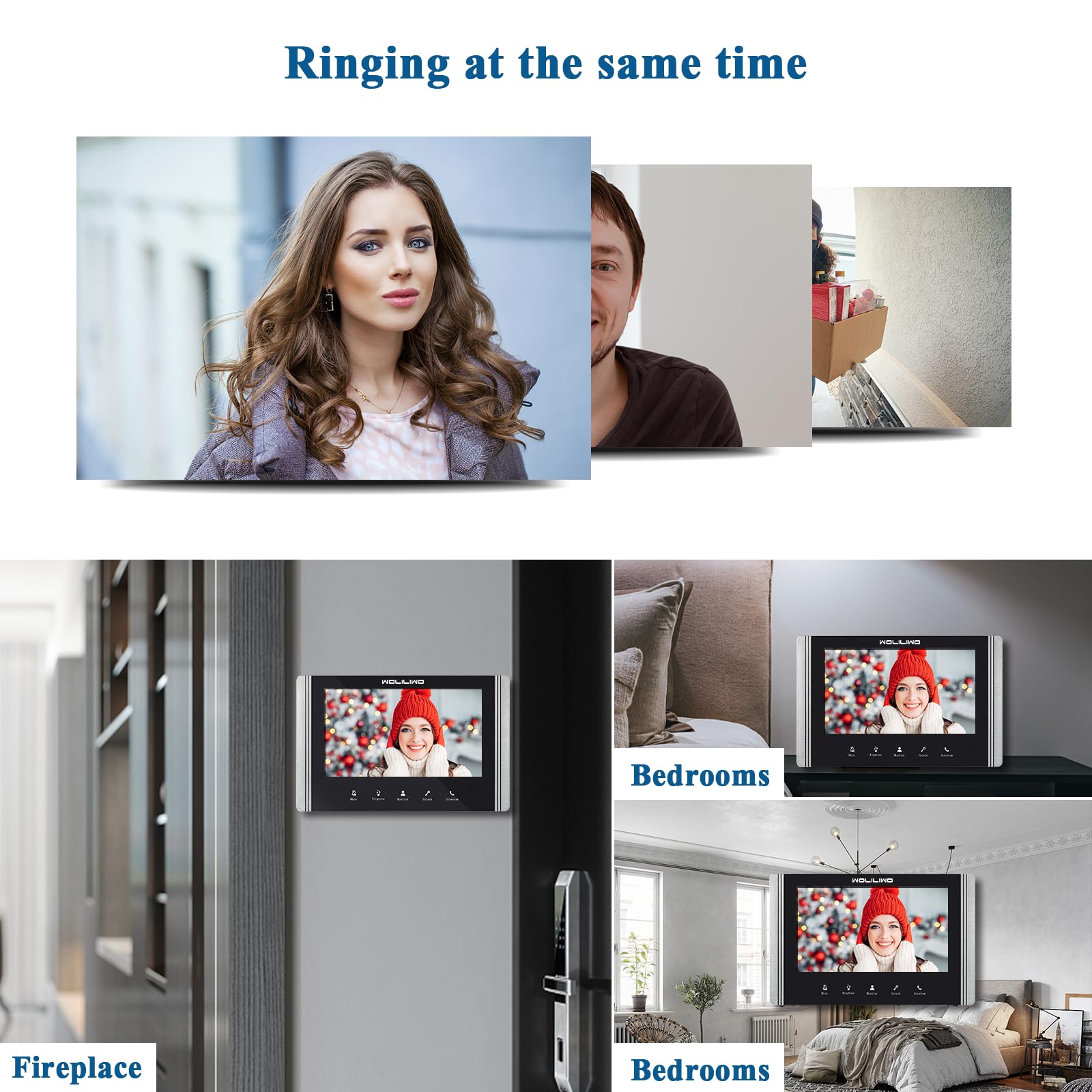 Video Türklingel mit Kamera,3-familienhaus Video Doorbell Intercom with 7-Inch Monitor,Sprechanlage mit türöffner,4 Wires,Night Vision, IR Sensor, 52 Ringtones