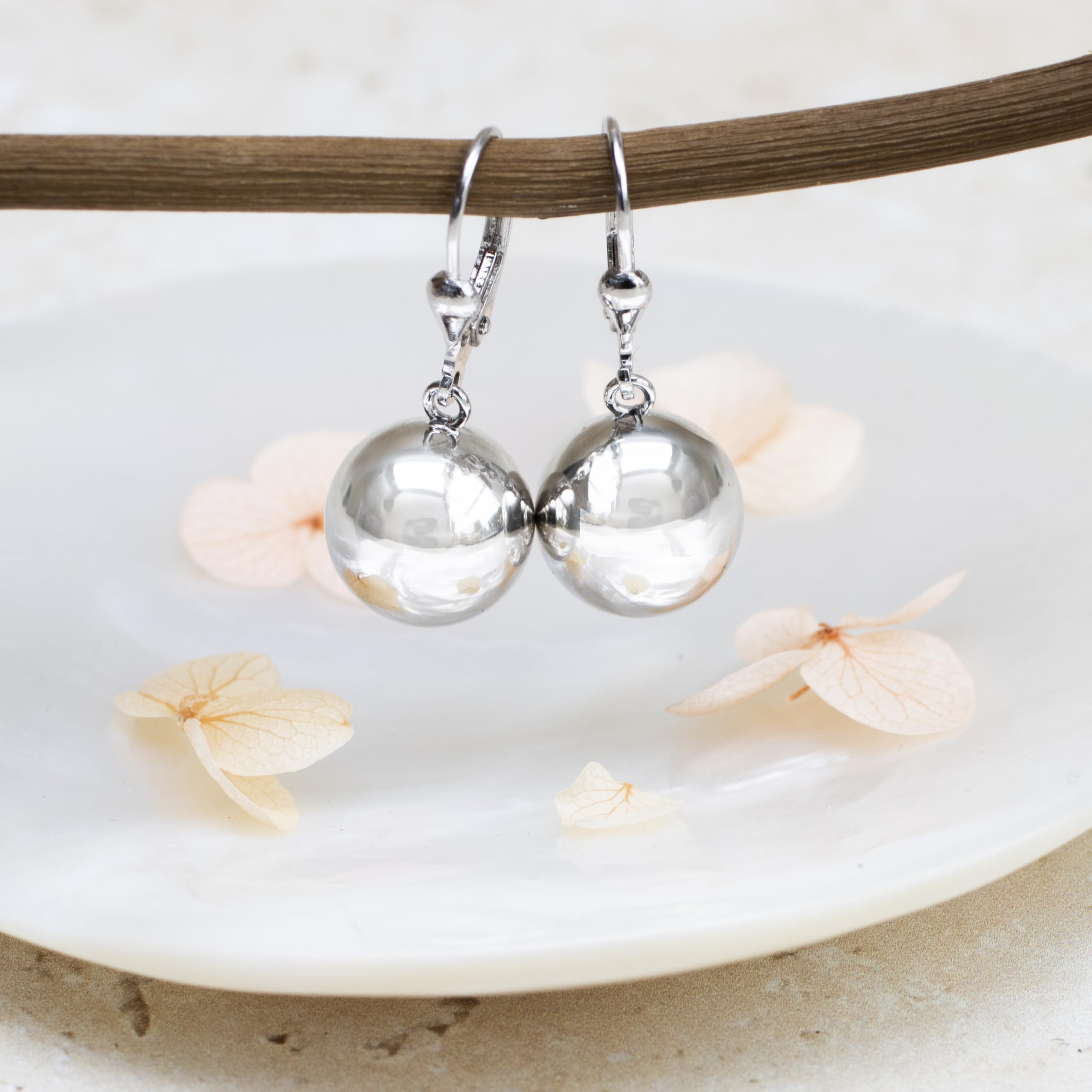 Tuscany Silver Damen Sterling Silber Rund Ball Lever Back Drop Ohrringe
