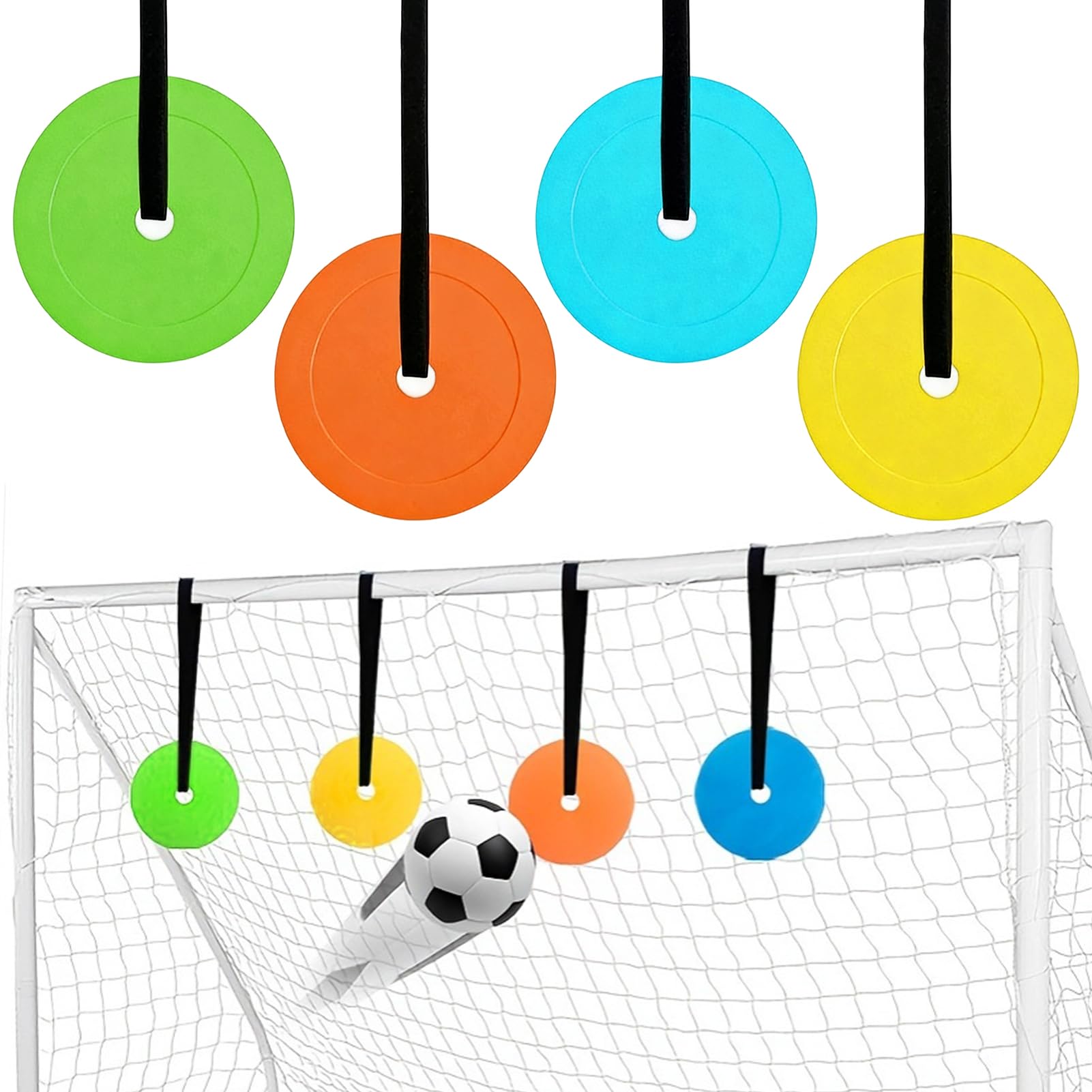 Lot De 4 Cibles De Foot à Fixer – 15 Cm, Sangles De 60 Cm, Pour Entraînement Précis (foot, Hockey, Baseball)