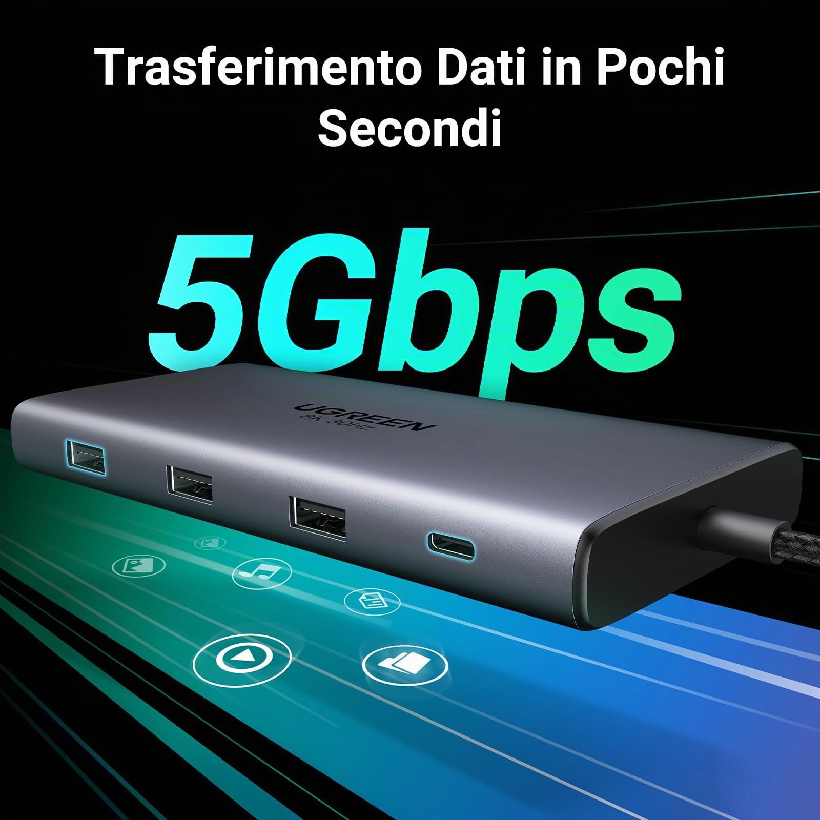 UGREEN Revodok Pro 210 Docking Station USB C 10 in 1 HDMI 8K30Hz 4K60Hz Hub Ethernet Gigabit PD 100W SD TF Compatibile con Windows 11 10 MacBook M4 M3 M2 M1