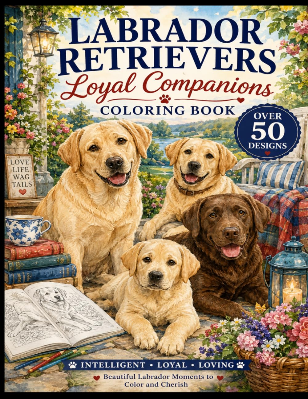 Labrador Retrievers Loyal Companions Coloring Book: Over 50 Heartwarming Lab Moments to Color