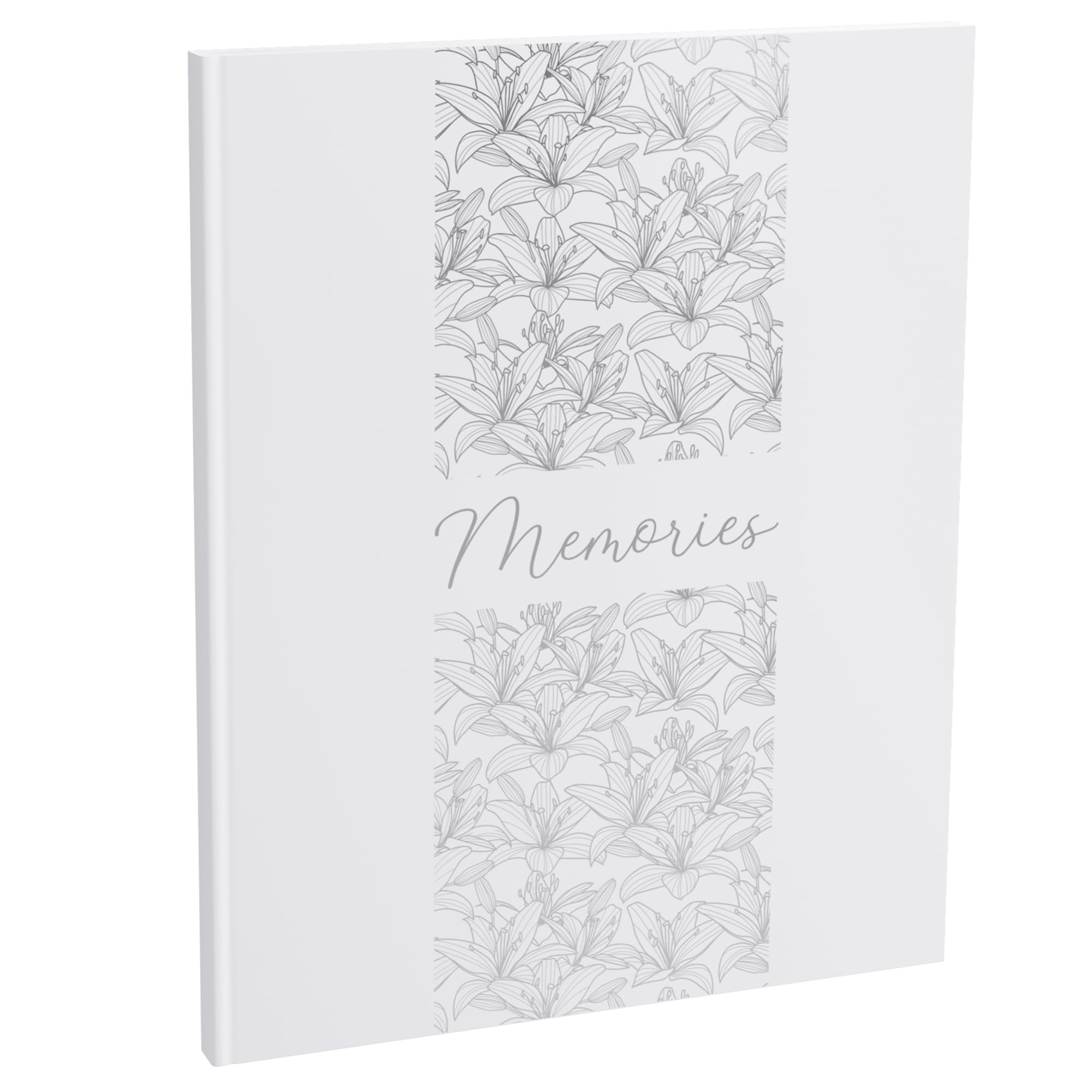 Exacompta - Ref 47092E - 1 Titanium Guest Book - Large Vertical Format 27 x 22 cm - Soft Touch Paper Cover - Memories Inscription - Silver Spine - 100 Plain White Pages - Coconut