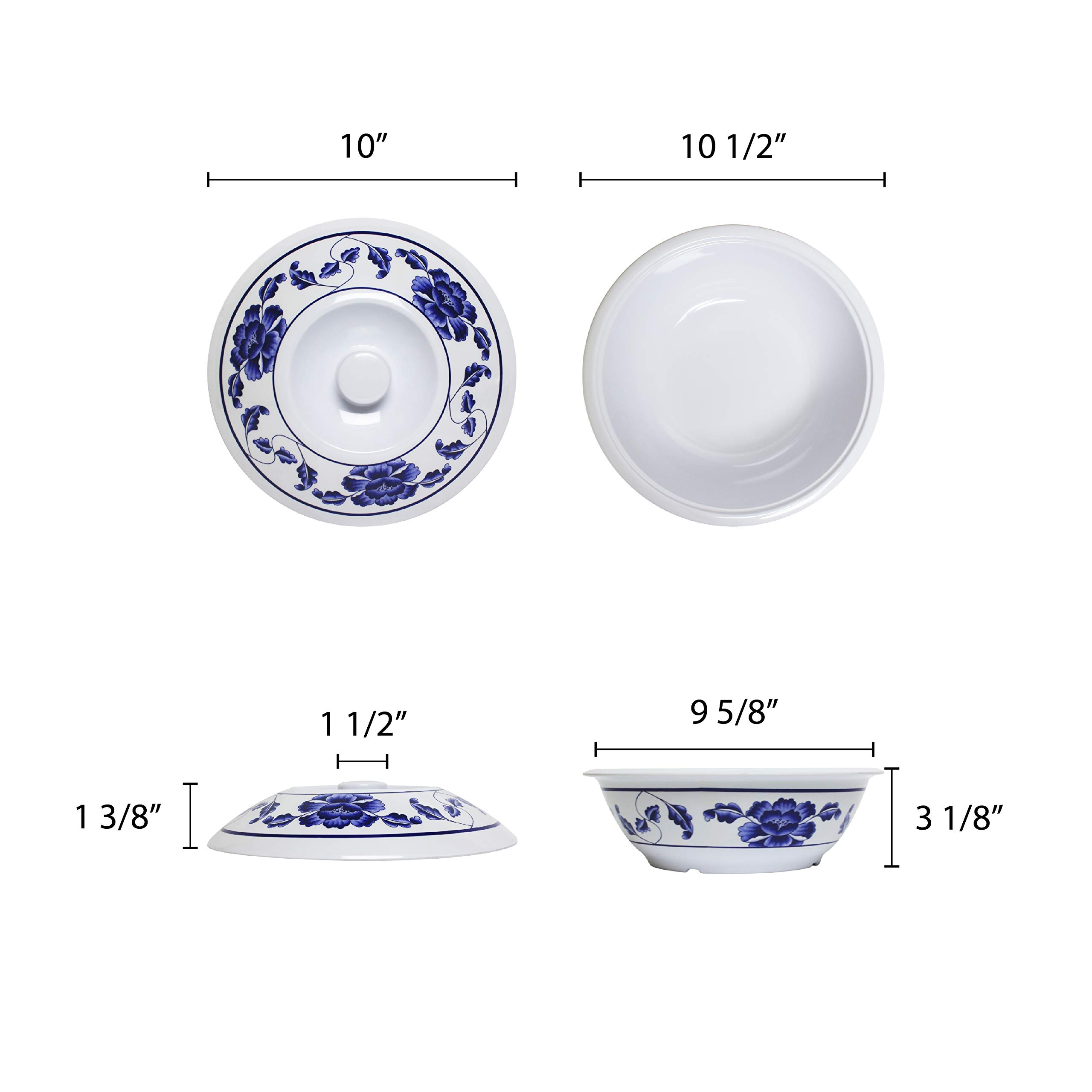 Thunder Group Lotus Collection Serving Bowl with Lid, 11-Inch Diameter, White