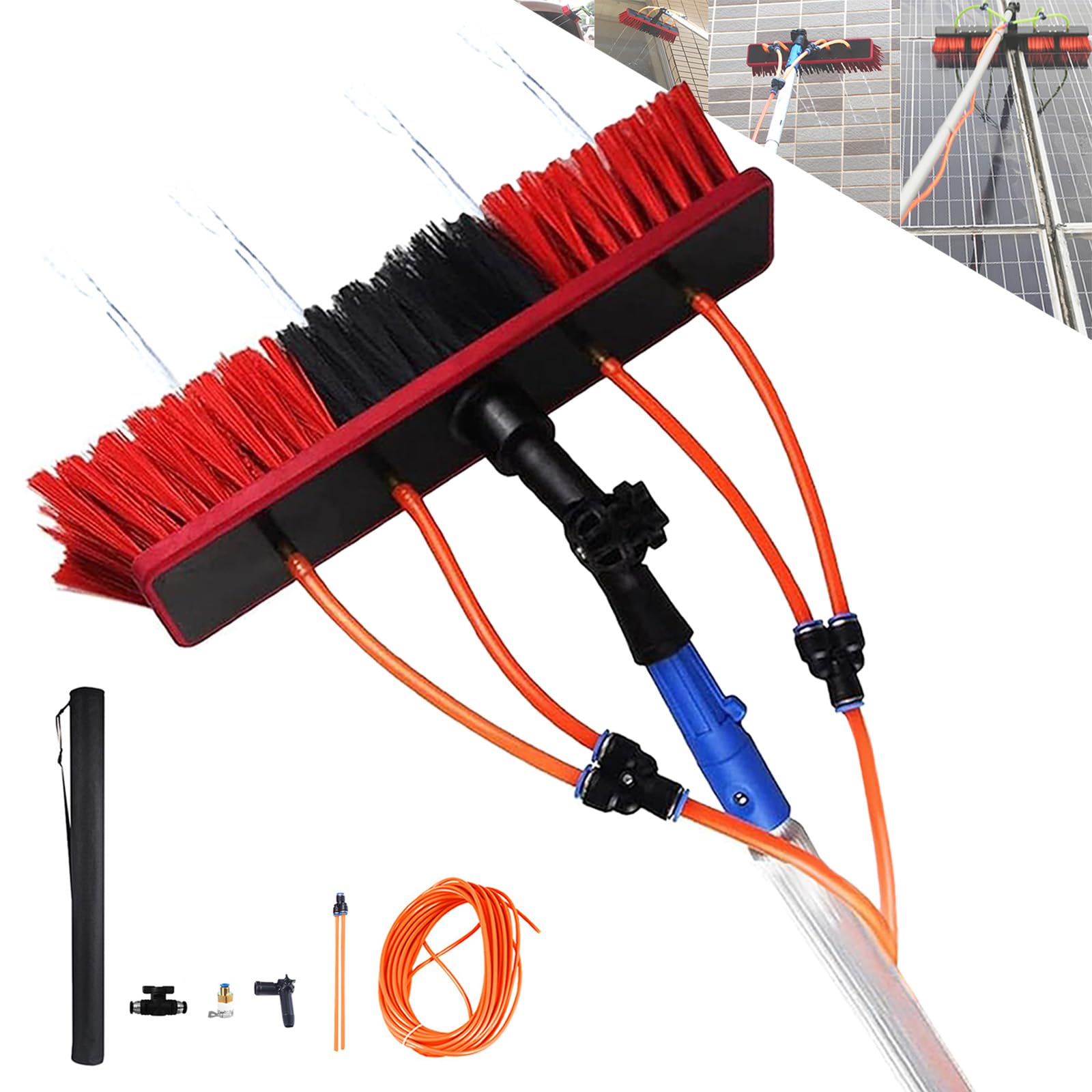 Aioneer Window Cleaning Pole Water Fed Telescopic Brush Window Cleaner Kit Extendable Solar Panel Washing Equipment Cleaning Conservatory Roof-8m(26ft)-55cm