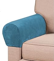 Vista 16 de Paquete de 2 fundas elásticas de terciopelo para reposabrazos, fundas antideslizantes para sofá, protectores elásticos suaves para sala de estar