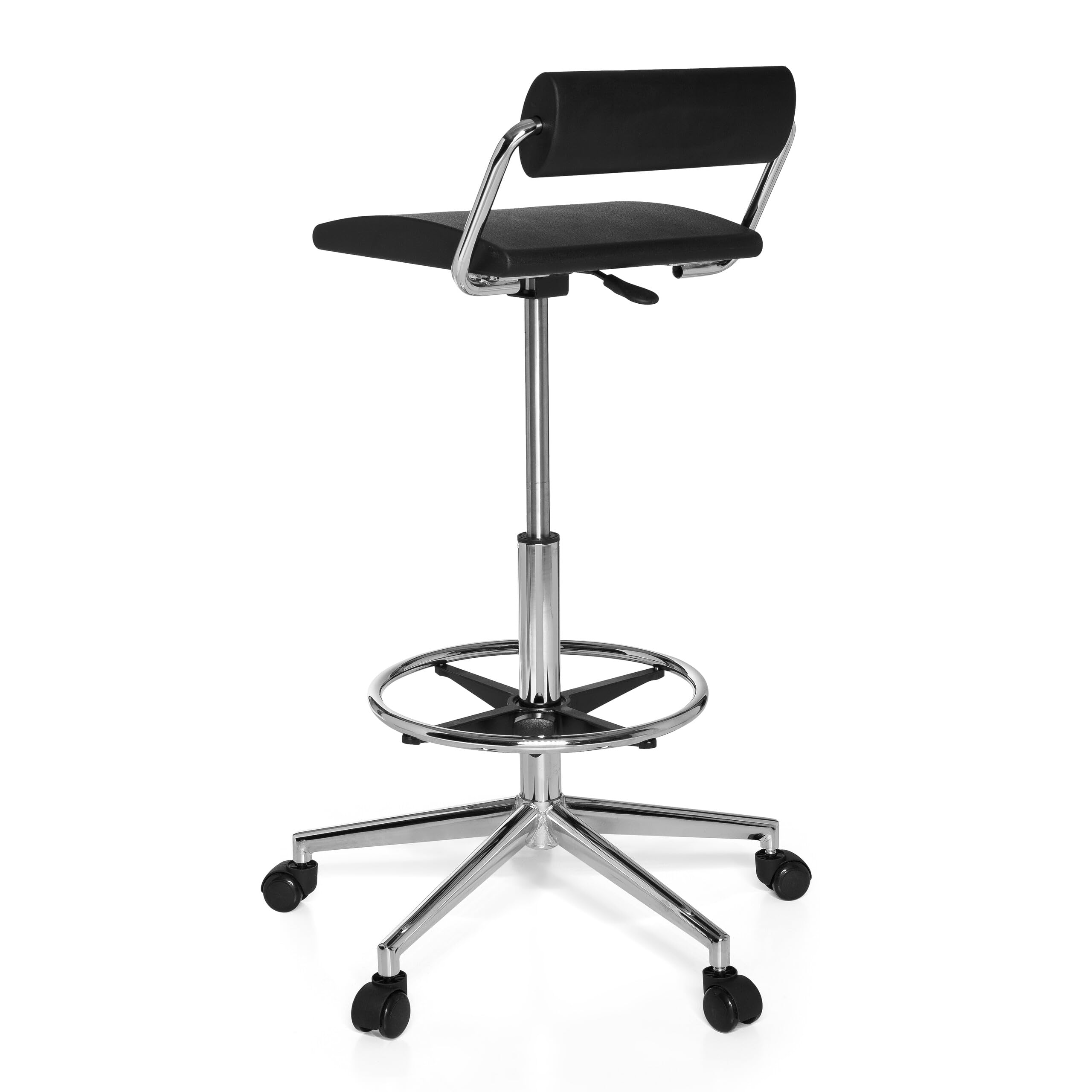 hjh OFFICE 665170 Silla de Trabajo y Giratorio Top Work 28 Espuma Duro Negro Cromado, Ajuste de Altura Extremo, Soporte Lumbar