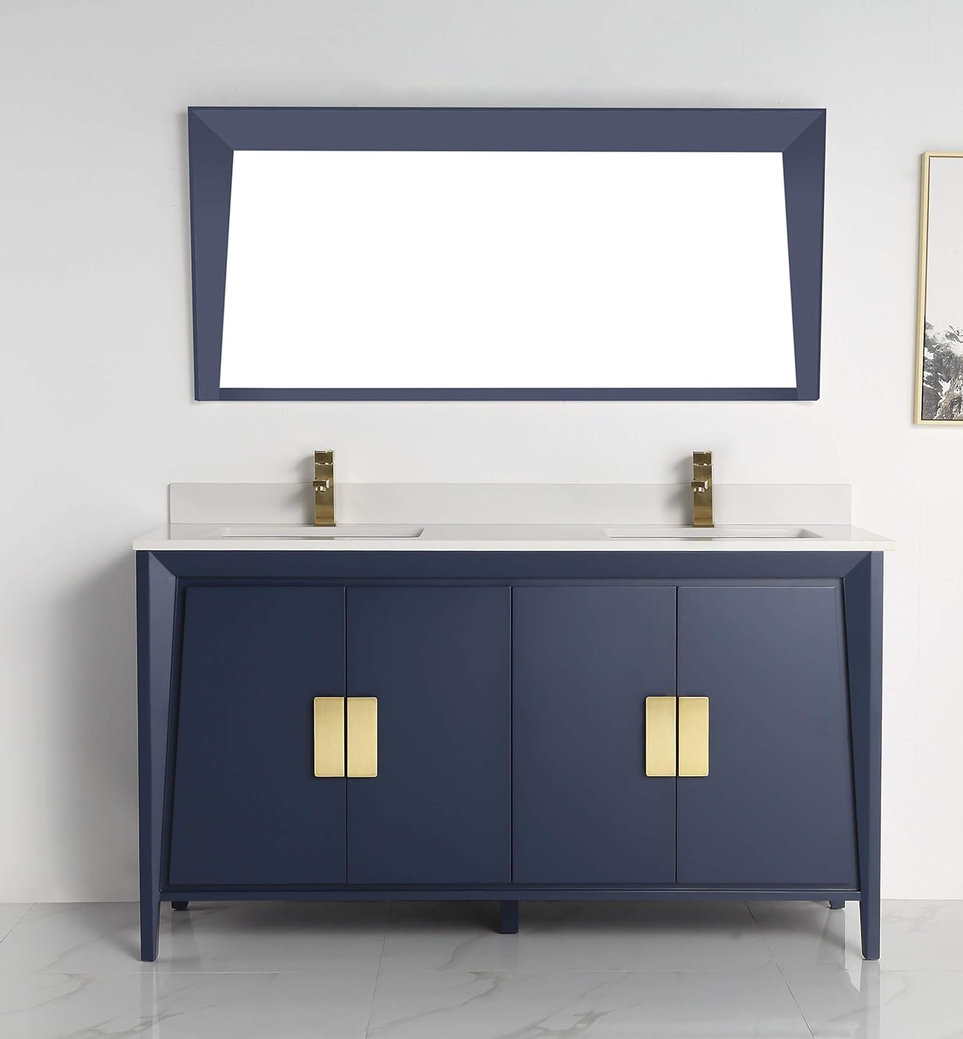 Tennant Brand Larvotto Navy Blue Contemporary Modern Bathroom Sink Vanity (60 inches)