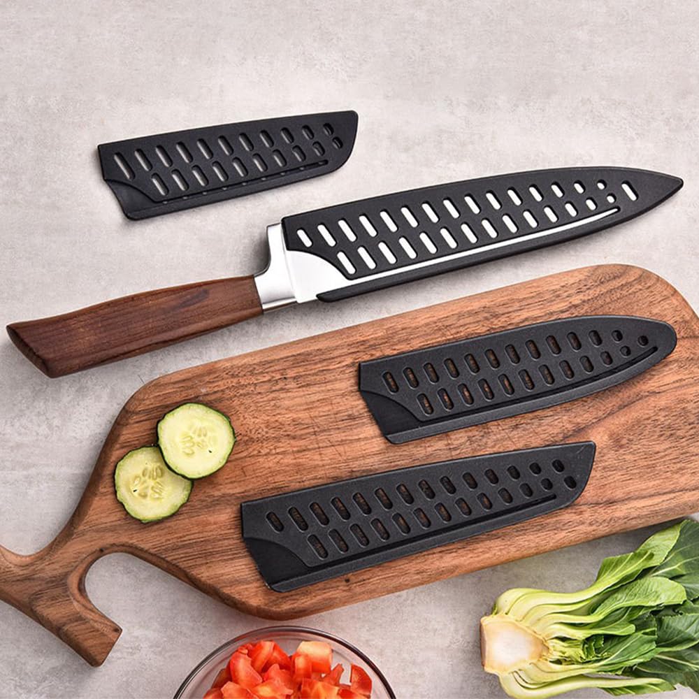 8 Pezzi Coltelli Guaina Proteggi, Copricoltelli in 8 Misure, Fodero per Coltello da Cucina, Fodero Coltello Ventilato, Protezione Lama in Plastica per Diversi Tipi di Coltelli la Protezione della Lama
