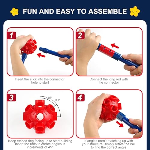 Miniatura 6 de OleFun Paquete de 180 Kits de Construcción de Fortalezas para Niños de 4, 5, 6, 7, 8+ Años Niños y Niñas, Juguetes Creativos de Construcción STEM