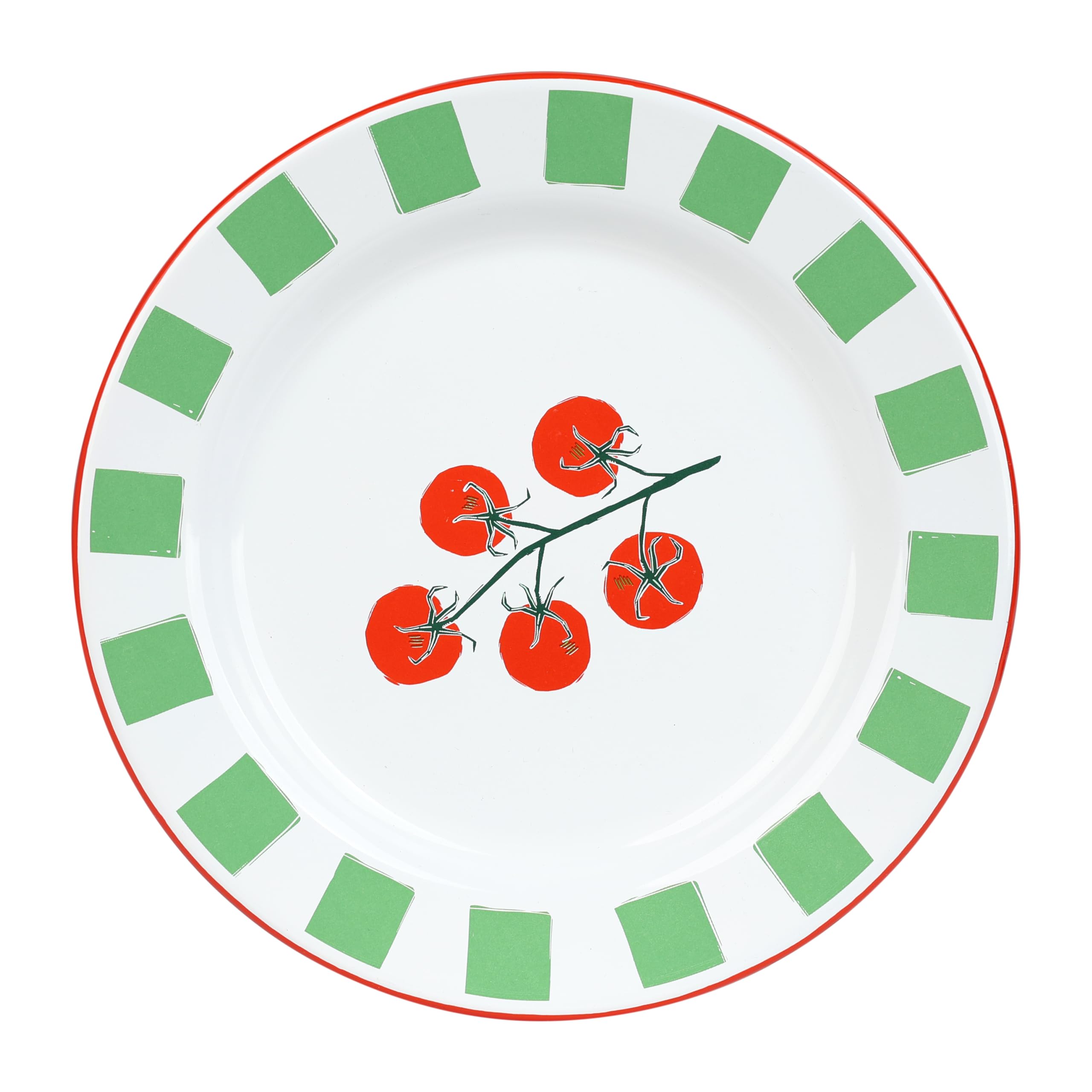 Talking Tables Handmade Enamel Side Plate 20cm with Tomato Design, Shatterproof & Dishwasher Safe Tableware, Reusable Household Plates Dinnerware for Indoor & Outdoor Dining