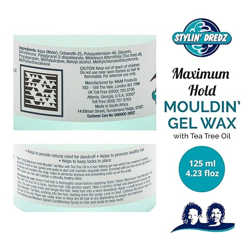 Miniatura 8 de Mouldin' - Cera de gel con aceite de árbol de té, Twist n Lock, sujeción máxima (16.9 fl oz, individual)