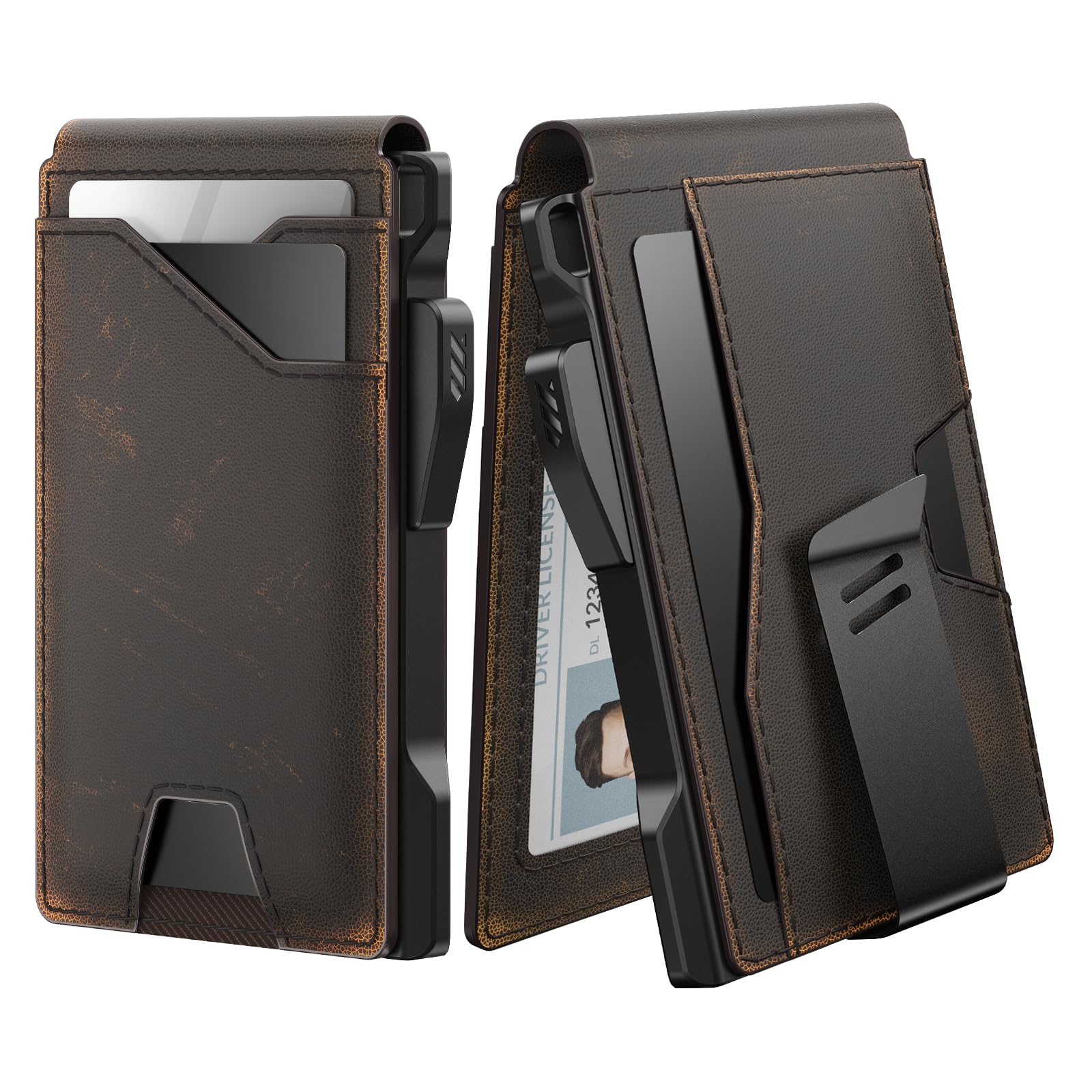 typecase Tactical Wallet for Men Card Holder: Pop Up Card Case, Full Grain Leather, Smart, RFID Blocking, Slim, Minimalist, Thin, Front Pocket - 10