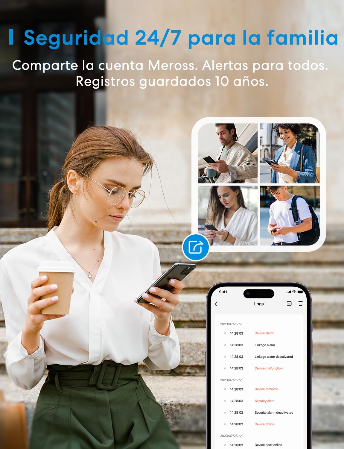 Meross Smart Detector De Humo Conectado, Alarma De Incendios WiFi con Doble Sensor Óptico, Alarma De Fuego con Notificación App, Detector De Humos, 33 mm, Hub Requerido, 1 Unidad