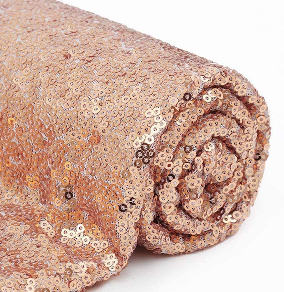 3 Feet 1 Yards Rose Gold Sequin Fabric Decorative Linen for Tablecloth Table Runner Photo Booth Backdrops