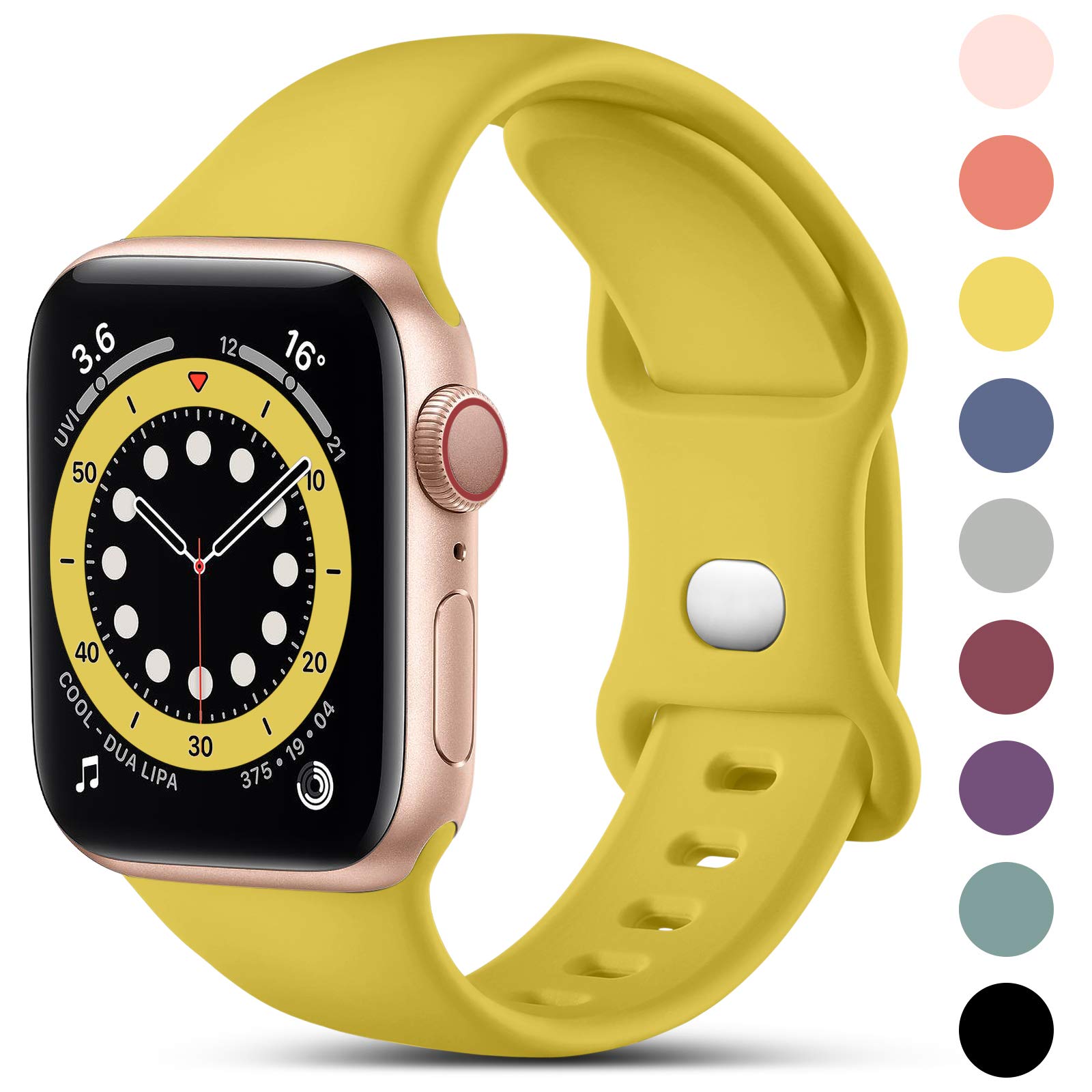 CeMiKa Cinturino Compatibile per Apple Watch Cinturino 38mm 40mm 41mm 42mm 44mm 45mm 49mm, Silicone Cinturini di Ricambio per iWatch Series 9 8 7 6 5 4 3 2 1 SE, 38mm/40mm/41mm-S/M, Giallo Mango