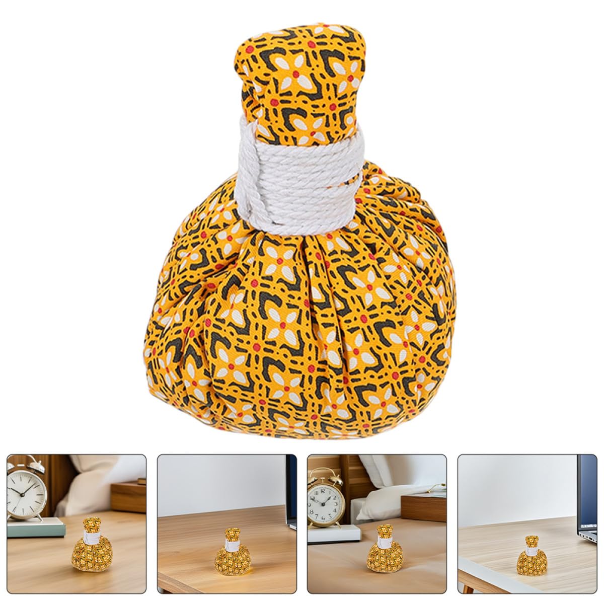 Vaguelly 4 Balones de Masaje de Spa Amarillas de Tela, Textura Agradable para Uso Corporal Completo, Herramienta Manual Adecuada para Relajación en Casa o Viaje