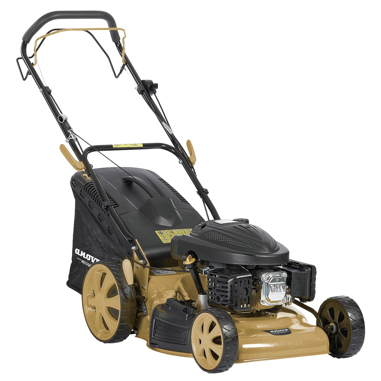 BRICOGARDEN - Cortacésped Gasolina 4T | 5 HP - 3,6 KW | 173 CC | 37,3 KG | Ancho Corte 51 CM | Alturas 25-75 MM (10 POS) | para Mantenimiento de Césped en Jardines y Zonas Verdes | Arranque Manual