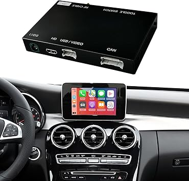 Wireless Carplay Retrofit Kit Decoder for Mercedes Benz NTG5.0 C GLC CLA GLA Class W205 2015-2018 Year, Support Android Auto, Mirror Link, Reverse Camera, Original Car Function