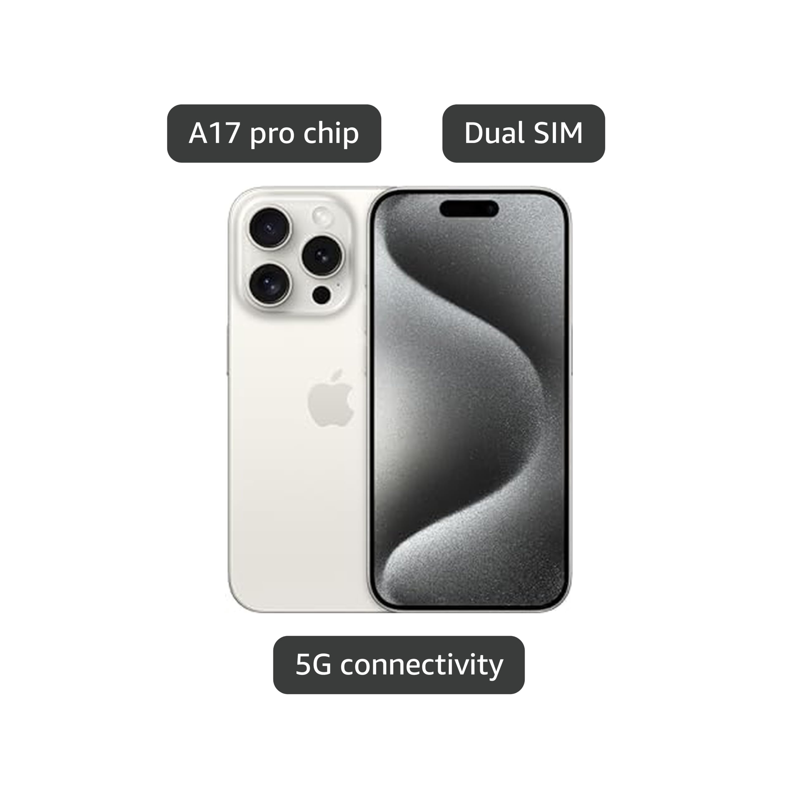 Amazon.com: Apple iPhone 15 Pro,128GB,白色鈦金屬- 解鎖(翻新高級