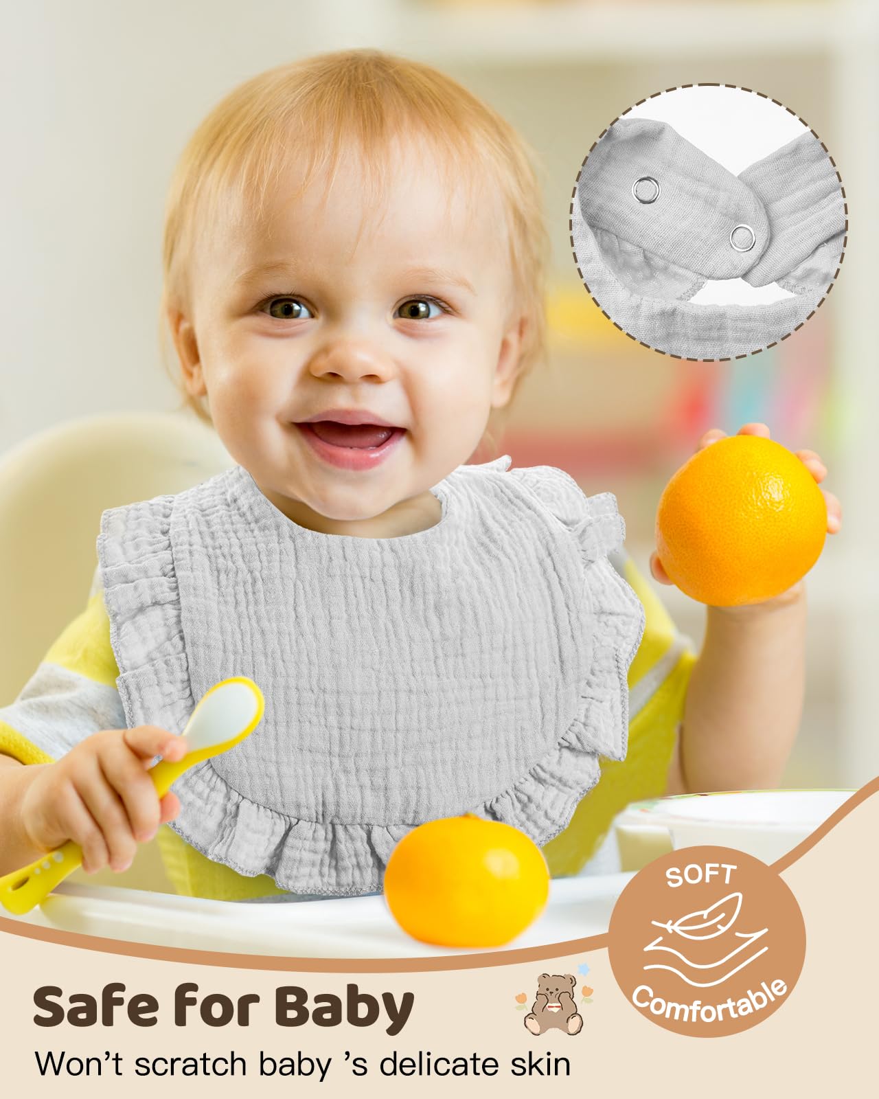 Lictin Bavaglini Neonato-Bavaglini Bambini,set di 8 bavaglini a bandana, 100% cotone, bavaglini morbidi per bambini, adatti per la dentizione dei bambini da 0 a 24 mesi