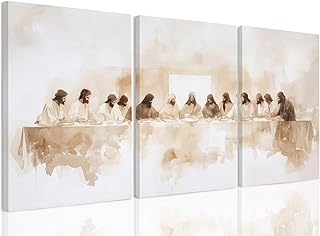 Krtoni 3 PCS The Last Supper Canvas Wall Art, Jesus and Disciples Art Wall Decor, Christian Religious Art Poster Prints for living room bedroom study Prayer Room Ready to Hang 16x24 Inches
