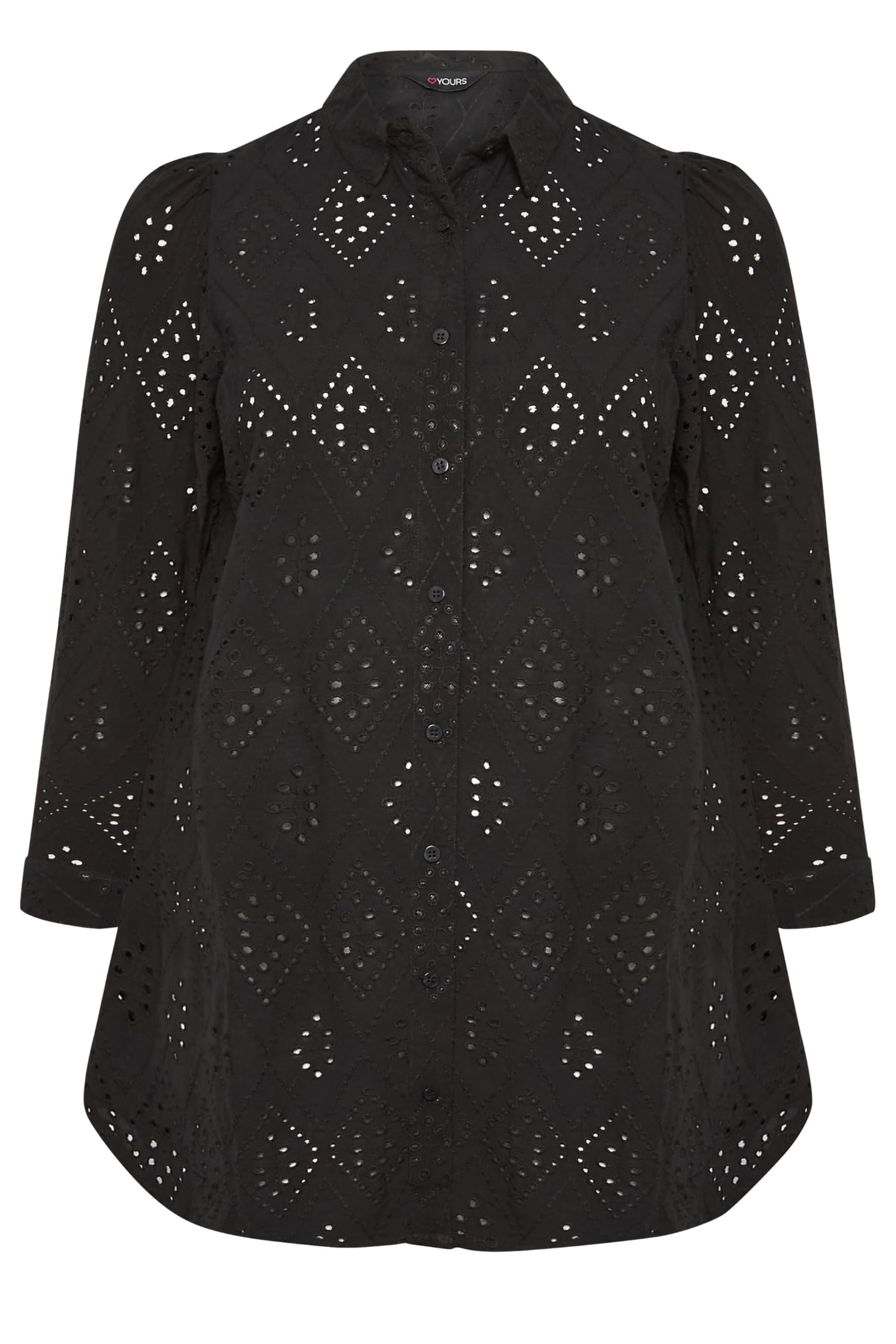 Yours Women's Black Curve Broderie Anglaise Shirt - Plus Curve 20 Plus